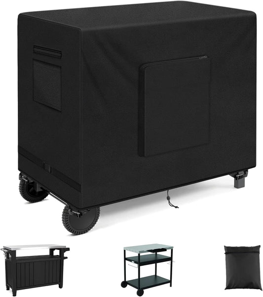 SIRUITON Outdoor Bar Cart Cover for 30 Inch Portable Outdoor Table, Heavy Duty 600D Oxford Fabric Outdoor Waterproof BBQ/Worktable Metal Movable Table Cover