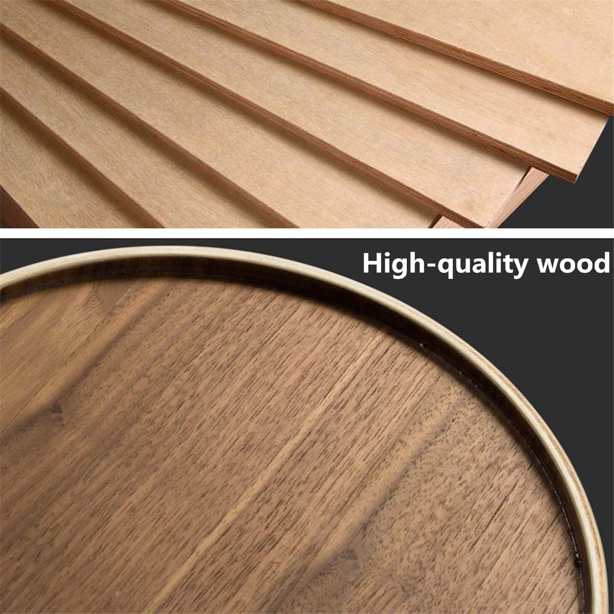 Natural Wood Trash Can, Round Stackable Wastebasket, Garbage Recycling Bin for Bathrooms, Powder Rooms, Kitchens, Home Offices (Light Wood)