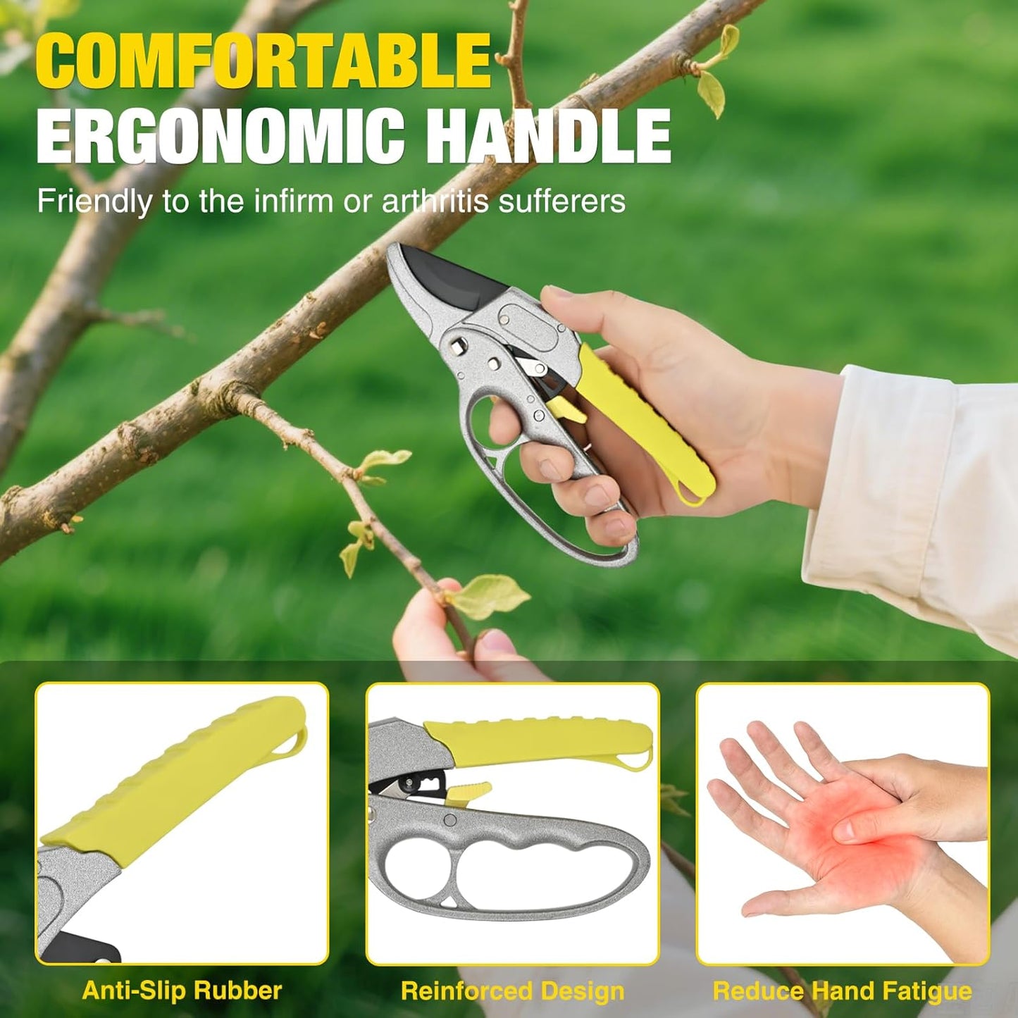 Yesker Pruning Shears Garden Shears 7.8" Professional Garden Scissors Sharp 65 Manganese Steel Blade Heavy Duty Clippers Hand Pruners for Cutting Fresh Flowers Branch Plant Trimming Gardening Tools