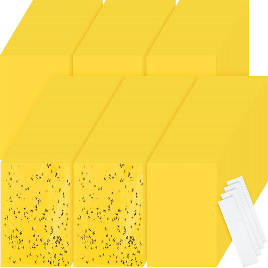 Qualirey 900 Pcs 6 x 8 Inch Yellow Sticky Traps for Plant Double Sided Sticky Trap for Gnats with Twist Ties Sticky Fly Traps for Fruit Insect Fungus Bugs Indoor Outdoor