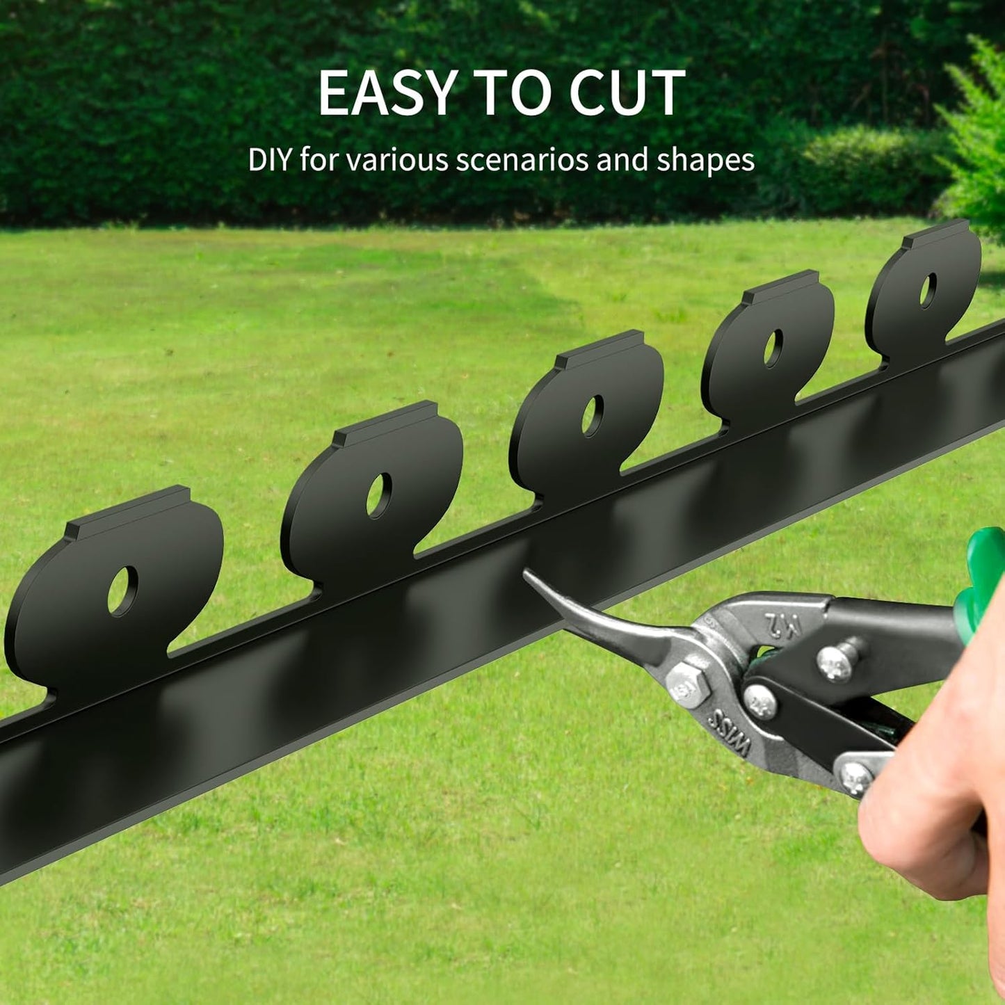 102FT Landscape Edging 4 in Tall with 110 Spikes, Garden Edging Border and 1 Hammer, Plastic Landscape Edging Border Lawn Edging for Landscaping, Flower Beds, Yard