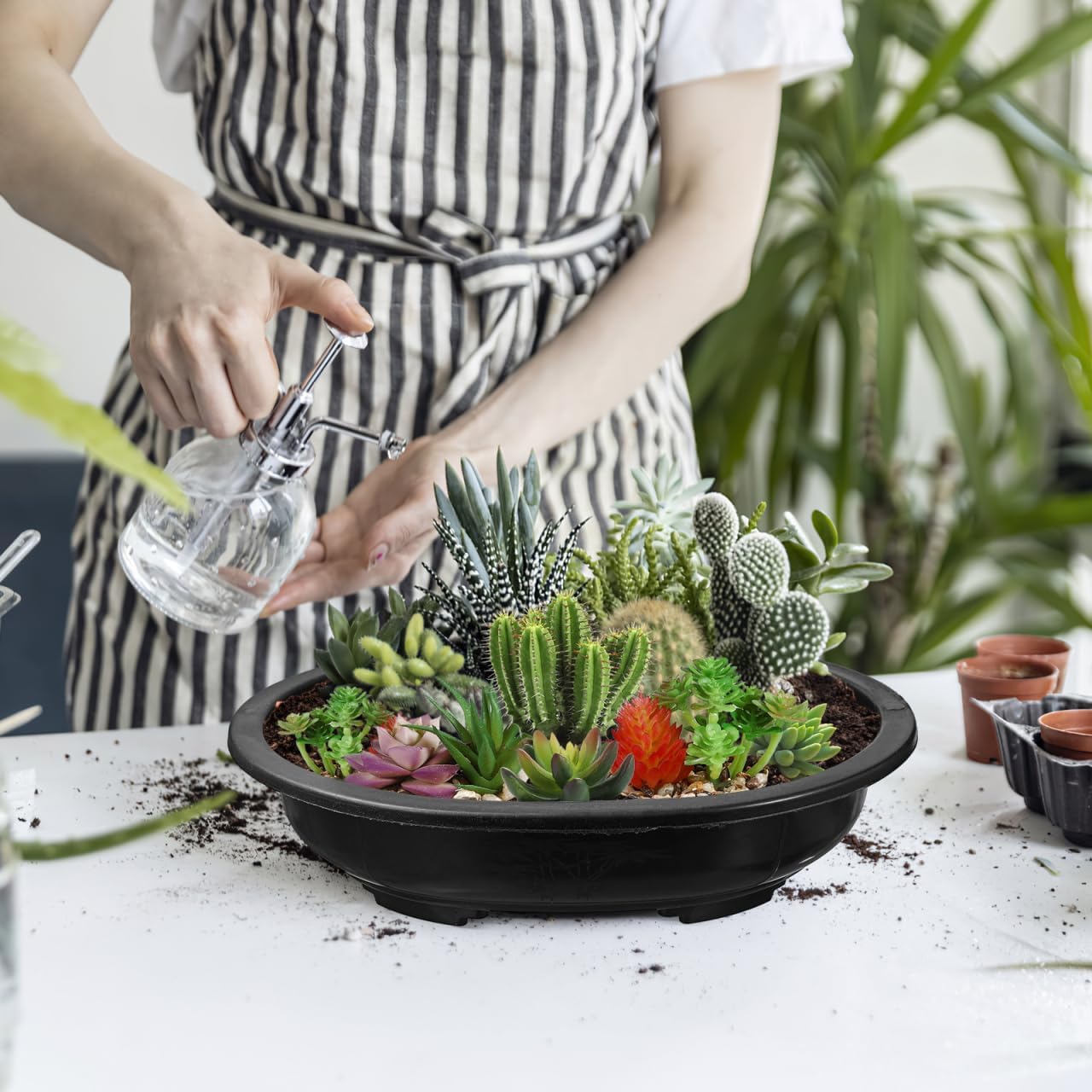 ERINGOGO 6 PCS Bonsai Training Pots, 15'' Oval Bonsai Planter Pot with Drainage Hole, Plastic Large Deep Flower Pot Plants Growing Pots for Nursery, Garden, Balcony