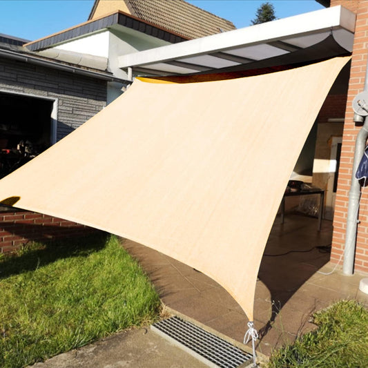 KANAGAWA 14'X14' Cream Custom Size Sun Shade Sail Square UV Block Canopy Cover for Patio Backyard Lawn Garden Outdoor (Customized Available)