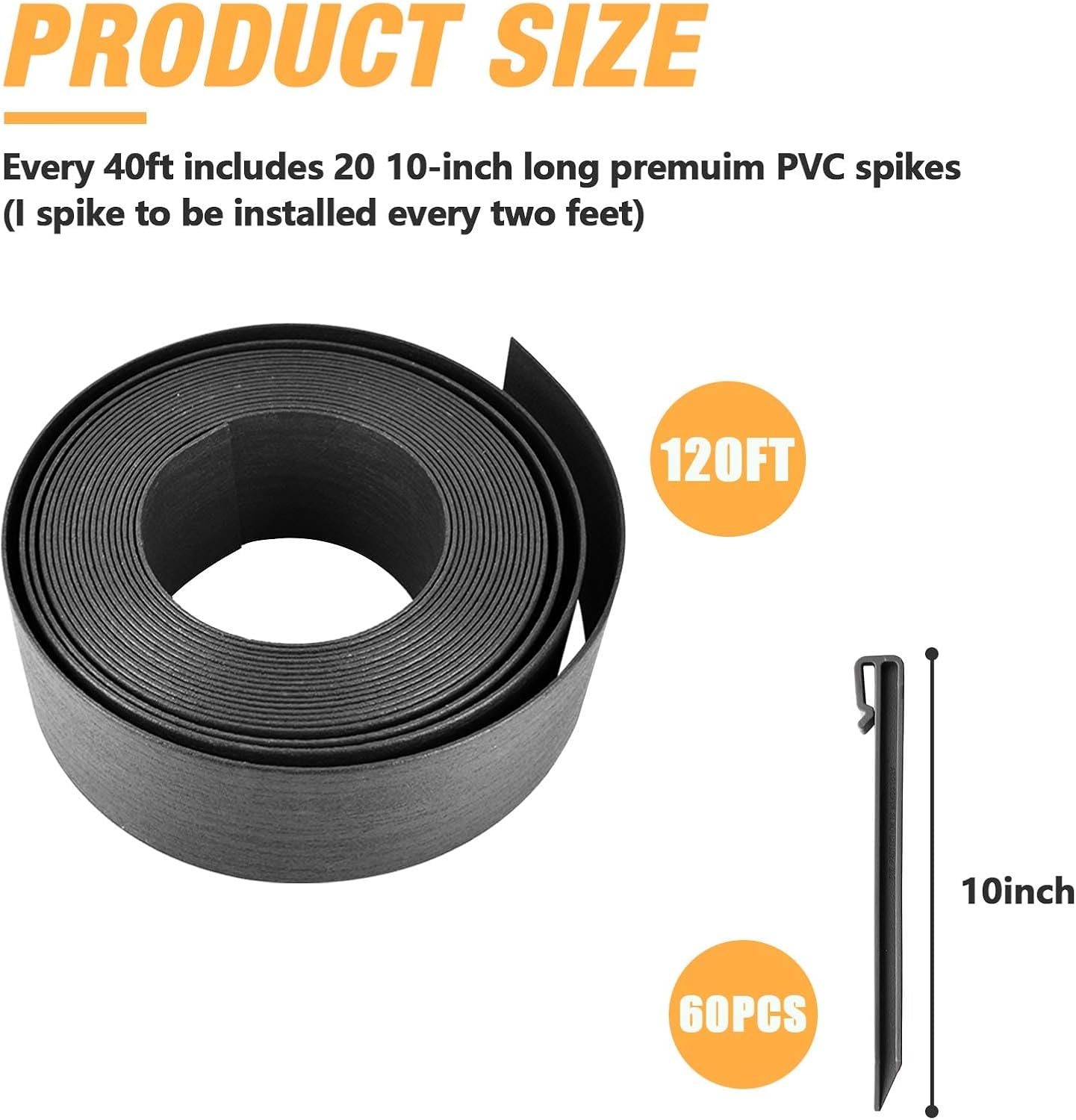 Landscape Edging Kit, Include 4 Inch High 120 Feet Length Terrace Board, 60 Durable Spikes, Edging Pruning Shear, Rubber Mallet Hammer, Black