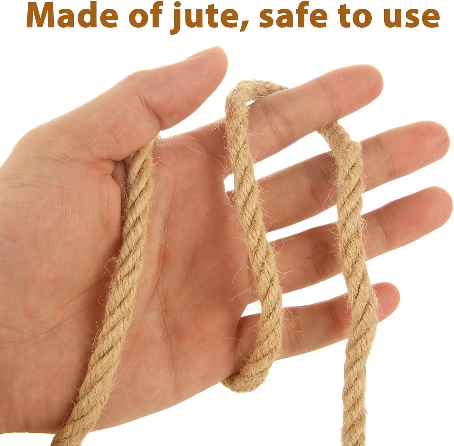 8mm Thick Jute Twine, 246 Feet 4Ply Jute Rope for Crafts, Heavy Duty Twine String for Gardening, Crafting, Bundling, Cat Scratching Post, Home Decor