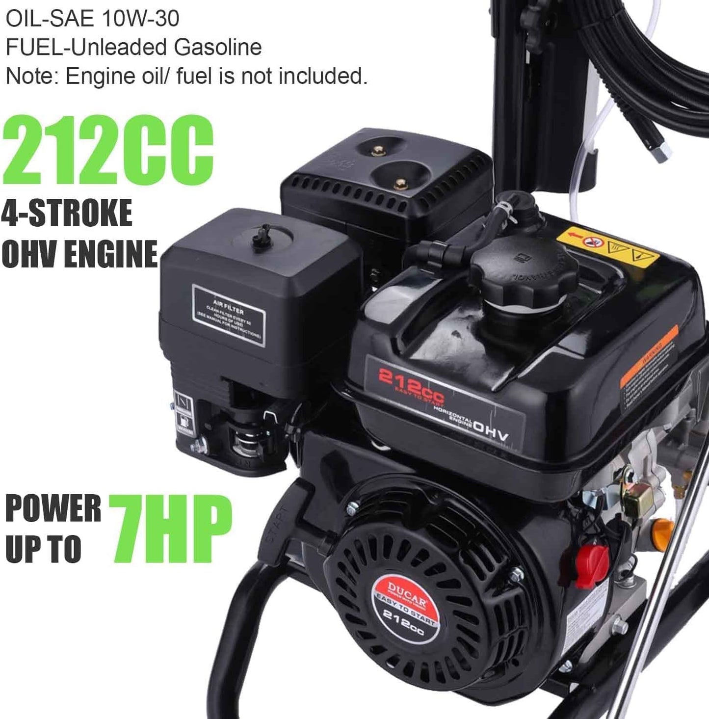 4200 PSI Gas Pressure Washer, 4.0 Max GPM 212CC 7HP Commercial Gas Power Washer, Spray Gun and Wand, 5 Nozzle Set, for Cars/Fences/Driveways/Homes/Patios/Furniture