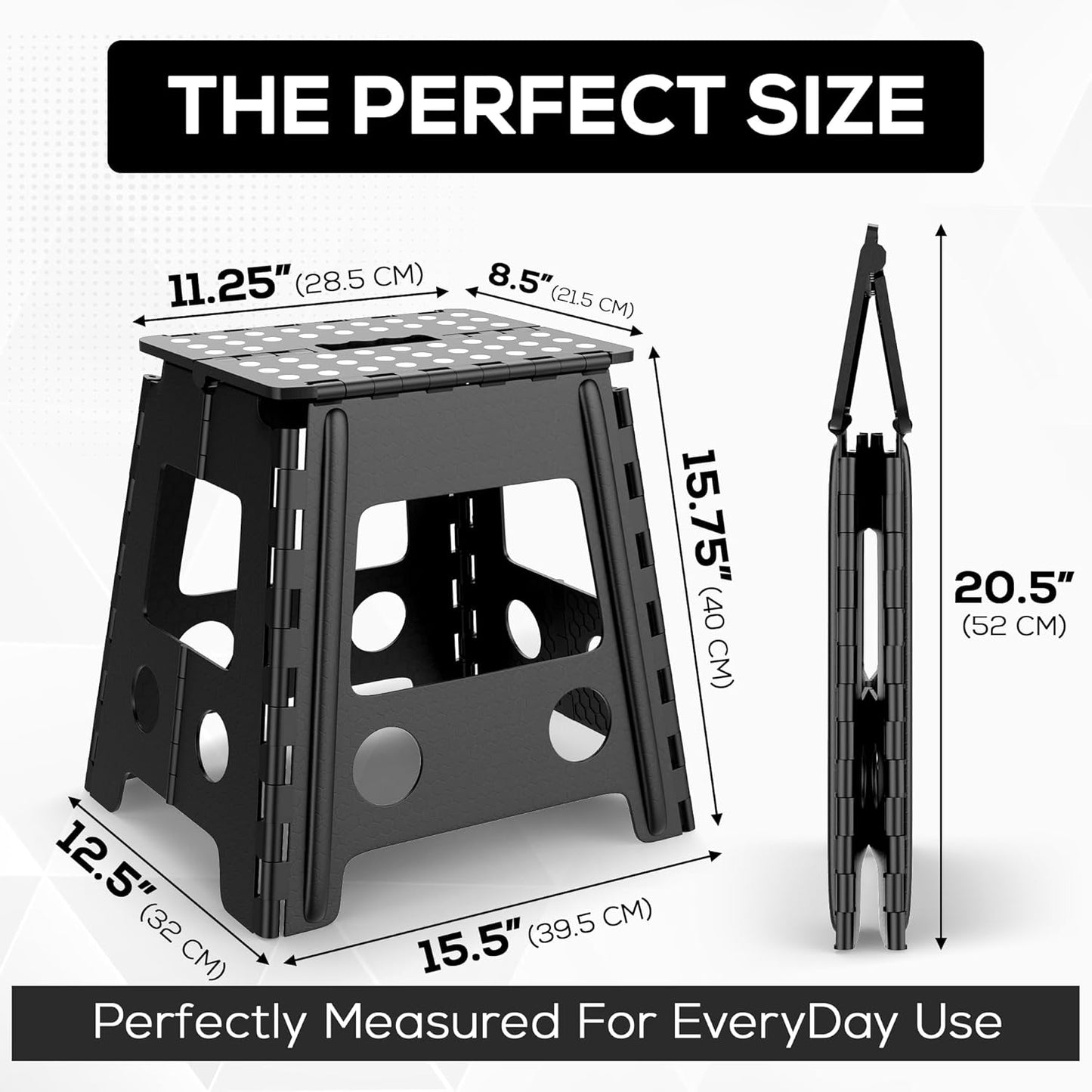 Versatile Folding Step Stool 15.7 in - Foldable Step Stool for Kids, Home, Camping, and Office - Lightweight, Sturdy, and Portable Foldable Stool, for Outdoors and Indoor Fun MOJO VENTURES