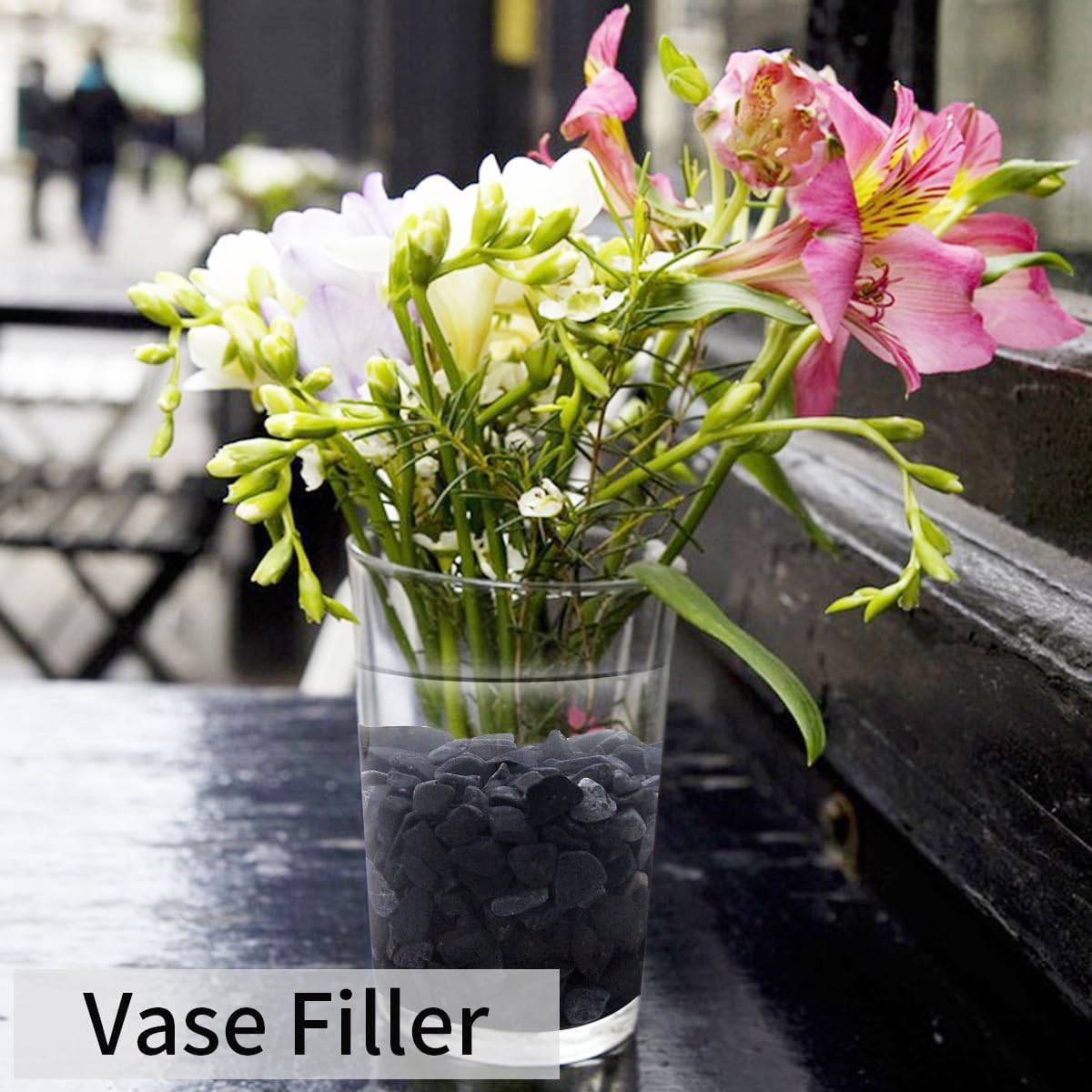 5lbs Black Pea Gravel, 3/8 Inch Decorative Pebbles Succulent Rocks, Black River Rocks Stones for Planters Vase Landscaping and Outdoor Garden Rock