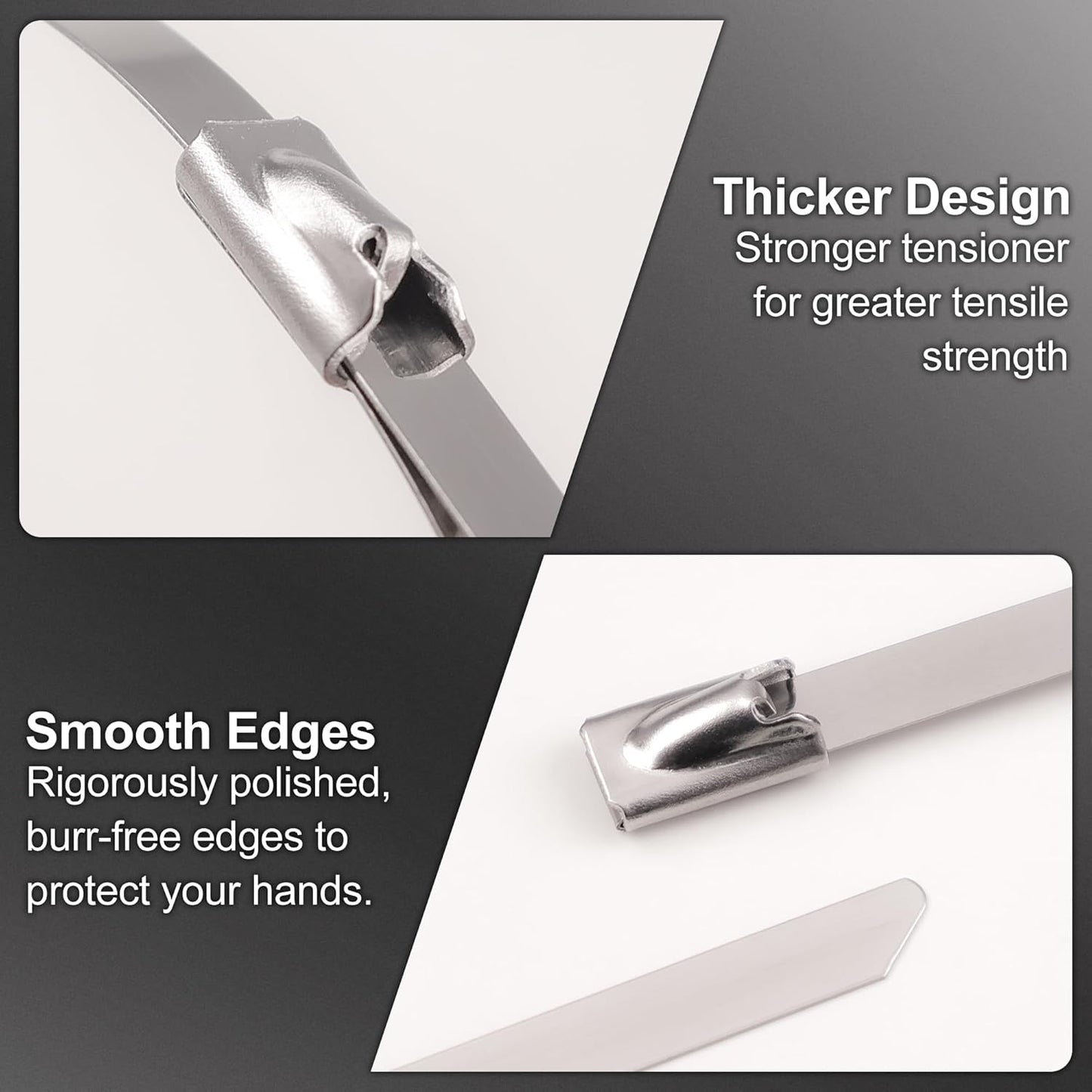 Foneso Metal Zip Ties (7.9 Inch 1000PCS), 304 Stainless Steel Short Zip Ties Multi-Purpose Heavy Duty Self-Locking Cable Ties for machinery, fence, vehicles, farms, cables, pipesas well