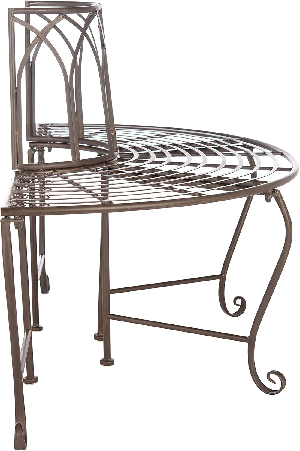 SAFAVIEH PAT5018B Outdoor Collection Abia Rustic Brown Wrought Iron 50-inch Tree Bench