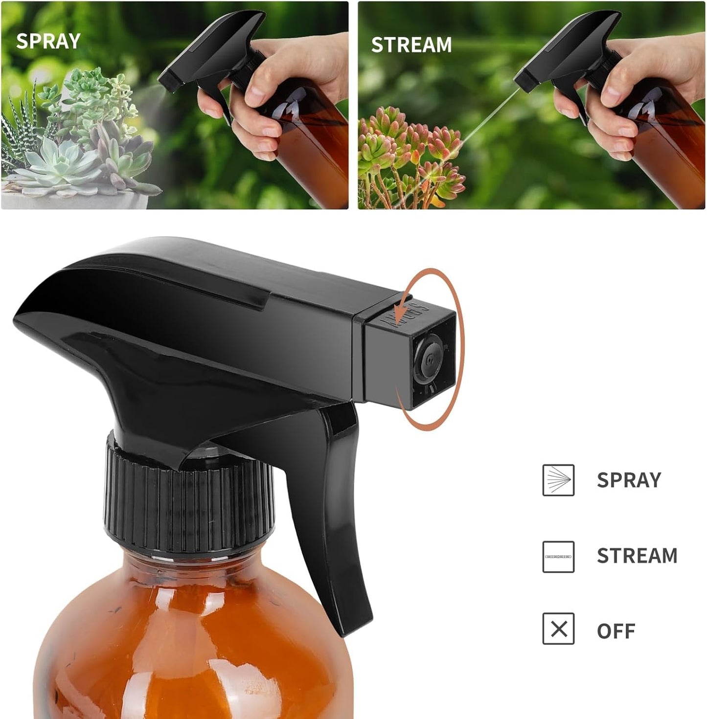Mister Spray Bottle - 8.4oz Refillable Bottle for Hair, Plants, Cleaning Solutions, Essential Oils, Hair Mister, Adjustable Nozzle with Glass Misters 2oz per Unit, Funnel, Dropper