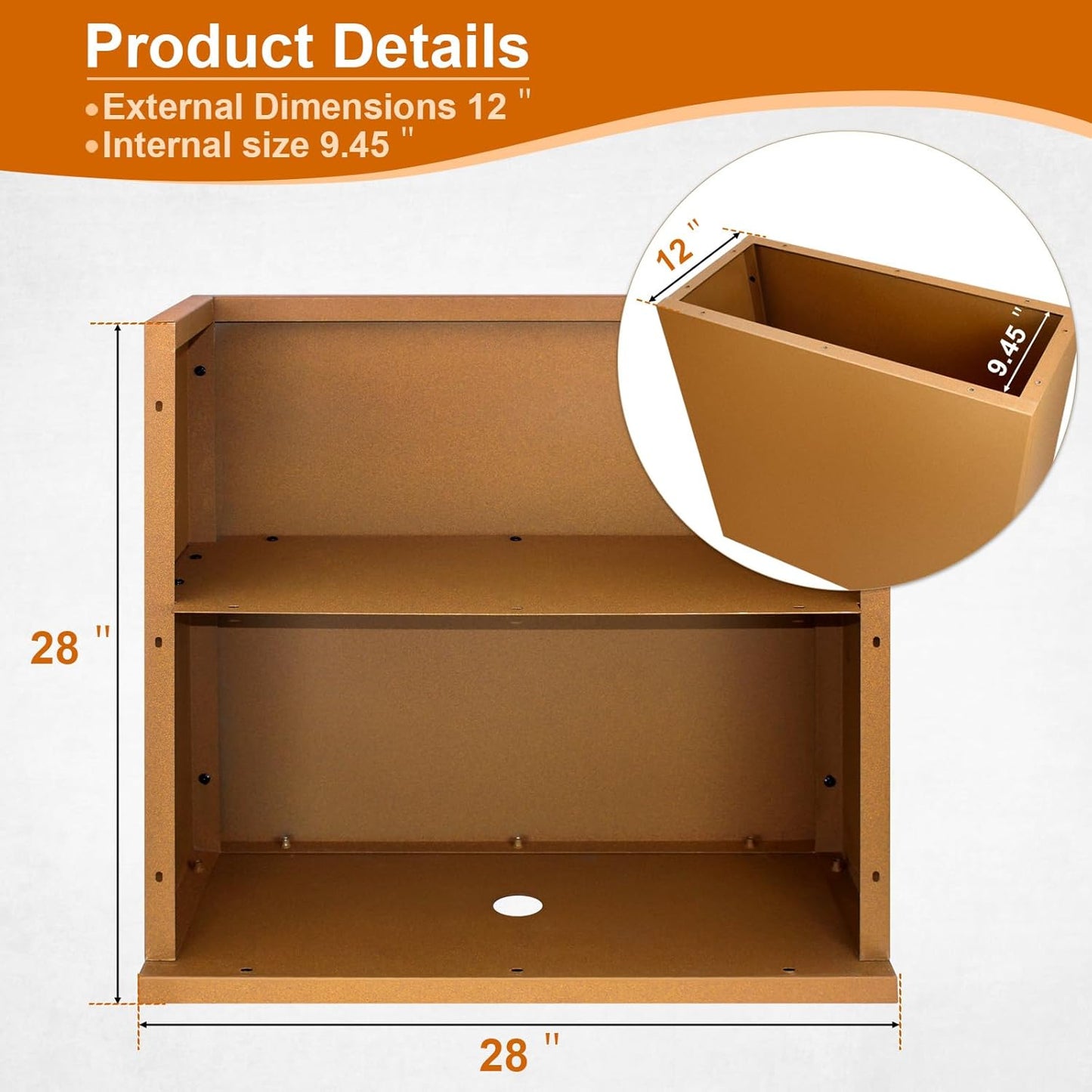 Corten Steel Planter Box 28"x12"x28", Metal Planter Spliced Flower Pot with Partitions, Outdoor & Indoor Large Rectangular Planter Box for Porch, Patio, Garden, Commercial Décor