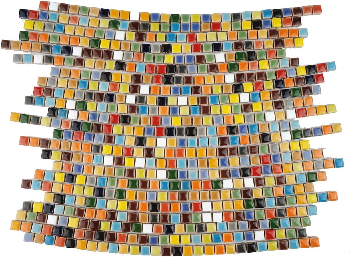 Lanyani 784 Pieces Colorful Tiny Square Ceramic Mosaic Tiles for Crafts, Glazed Porcelain Pieces Sheets for Mosaics