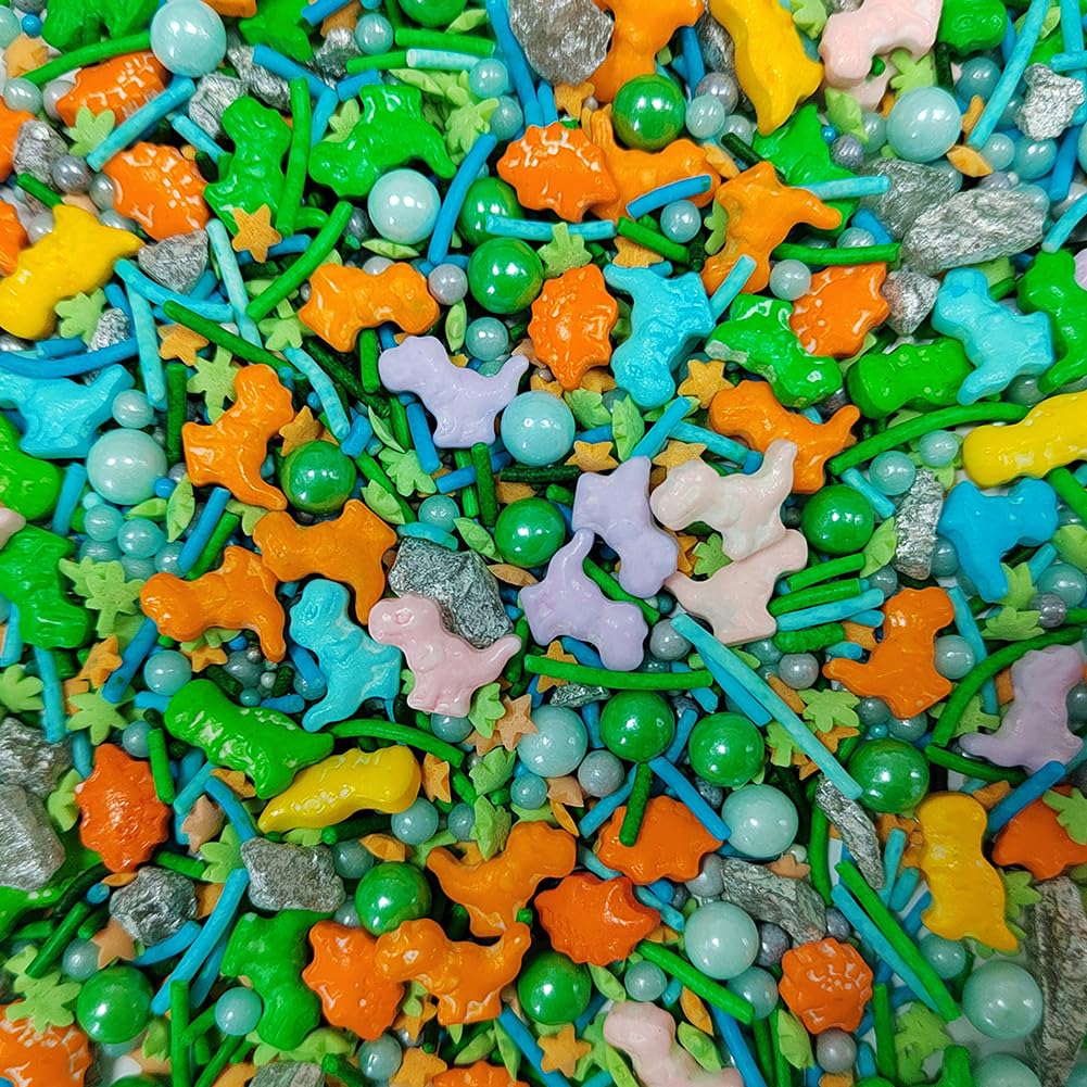 Homankit Dinosaur Sprinkles for Cake Decorating Edible Pearl Sugar Sprinkle for Baking Cake Cupcake Toppers Cookie Decorations Kids Birthday Theme Party Supplies