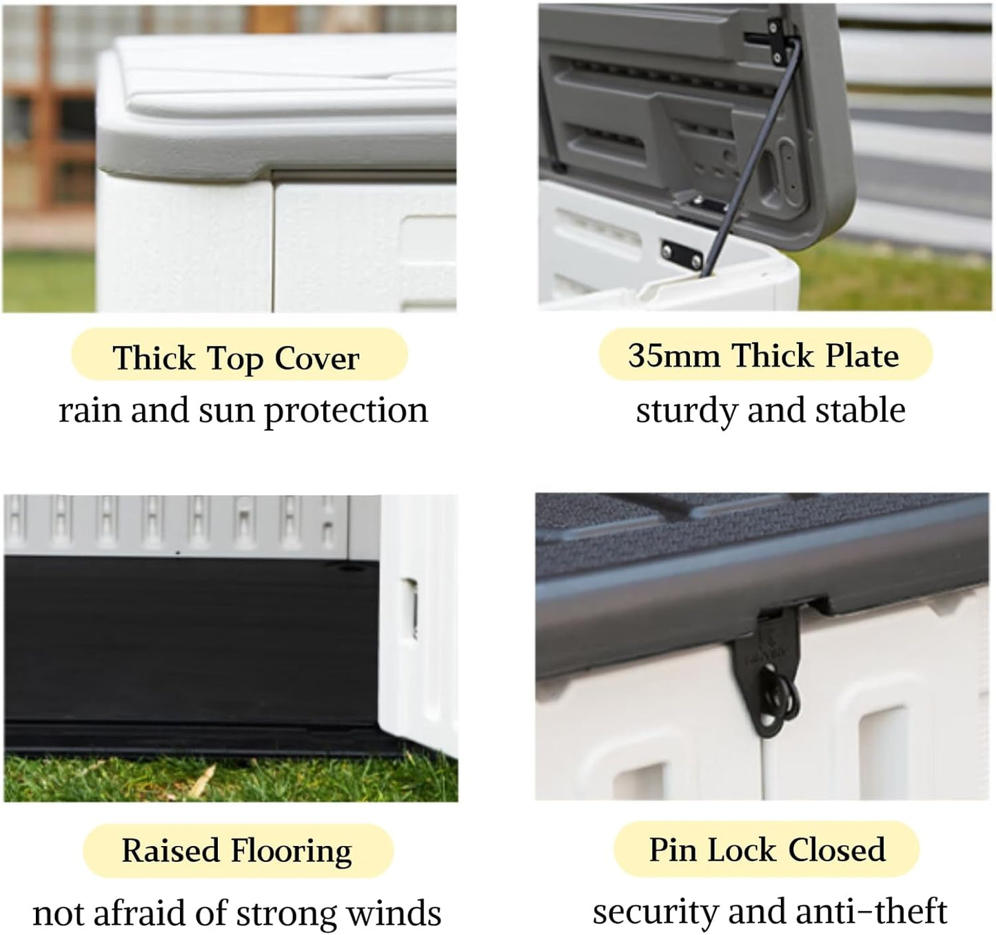 ZZM Large 67 Cu.ft Waterproof Storage Shed, Outdoor Storage Cabinet，Durable Resin Storage for Patio Furniture, Garden Tools, Pool Accessories, Mower Storage (White)