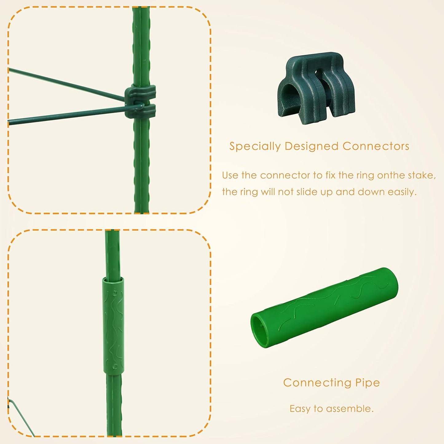 Gardzen 3-Pack Tomato Cage, Plants Support, Trellis Climbing Triangular Cage, Stand for Pepper Eggplant Tomato Flowers