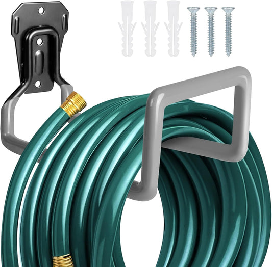Garden Hose Holder - Metal Garden Hose Reel Wall Mounted Water Hose Holders for Outside, Heavy Duty Hose Hanger for Water Hose Storage