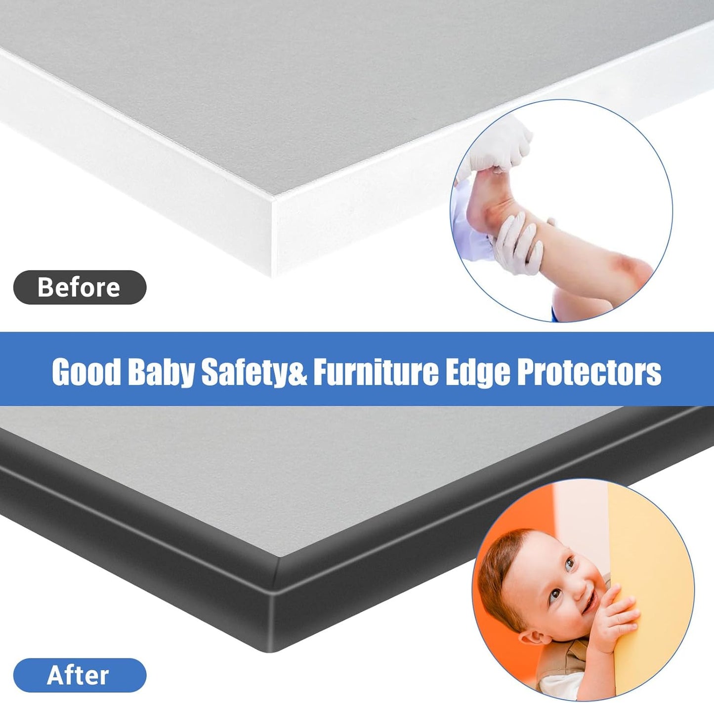 Rubber Edge Trim, Self-Adhesive U Channel Edge Protector for Plywood, Cabinet, 1/2" Wood Edge Banding, Flexible Furniture Repair, EPDM Material, Fit 1/2"(12mm), Length 10Ft, Black