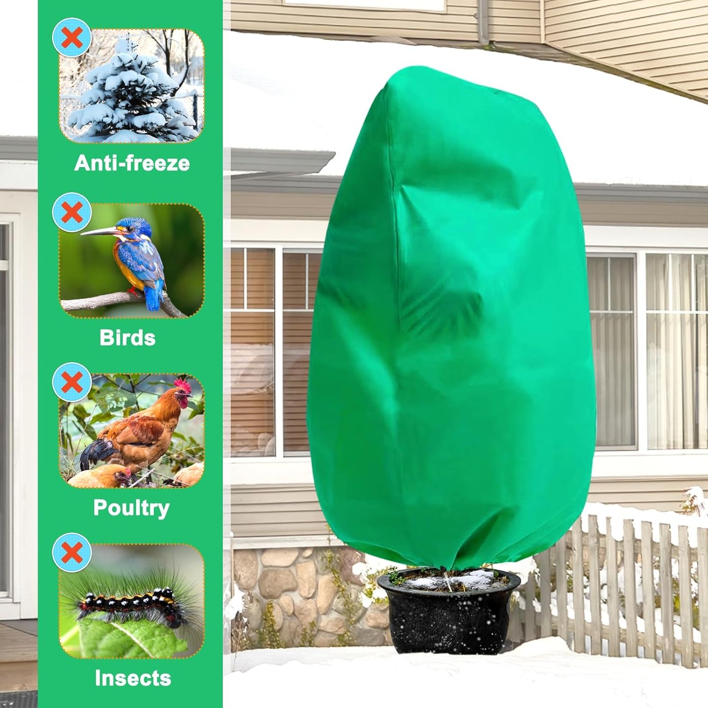 DQS 2 Pack Plant Covers Freeze Protection, 39.3" x39.3" Winter Frost Protection Blankets Frost Cloth,Suitable for Outdoor Winter Frost, Cold Weather, shrubs, Trees, Jackets, and coverings