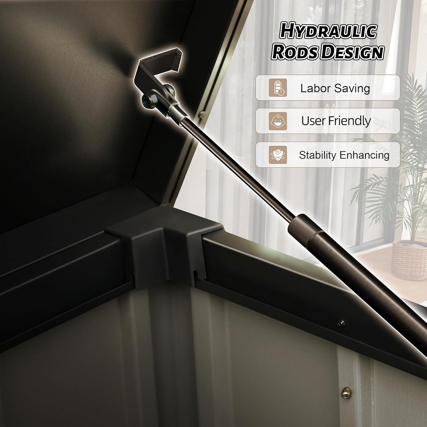 190 Gallon Metal Deck Box, Waterproof Steel Outdoor Box, Large Patio Furniture Storage Cabinet, Lockable Storage Bench for Porch Package Delivery, Pillows, Cushions, Pool, Tools, Backyard, Brown