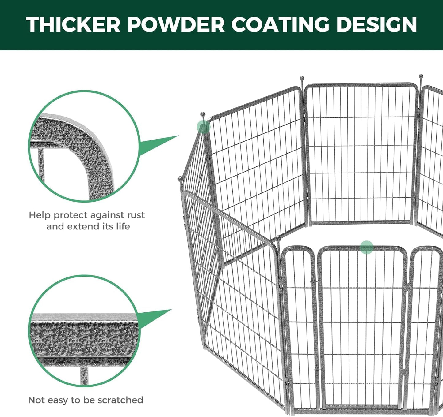 FXW Garden Fence Outdoor for The Yard – 40in(H) x 109.4ft(L) Heavy Duty Metal Animal Barrier for Dog and Rabbit, Decorative Dog Fence, 48 Panels, Silver