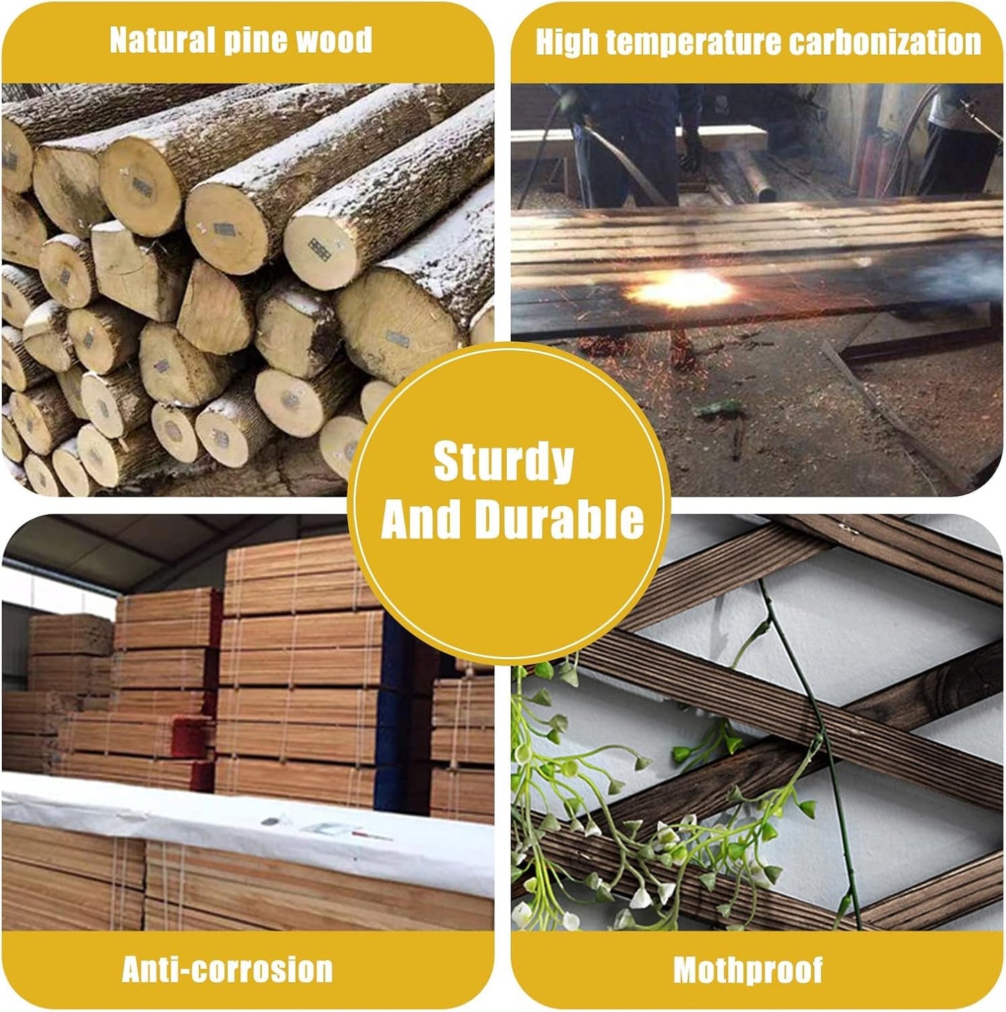 Expandable Garden Trellis, Wooden Lattice Wall Fence Trellis for Climbing Plants Ivy Vine Rose Clematis 13" x 68" for Outdoor Garden Patio Room Decor (1)