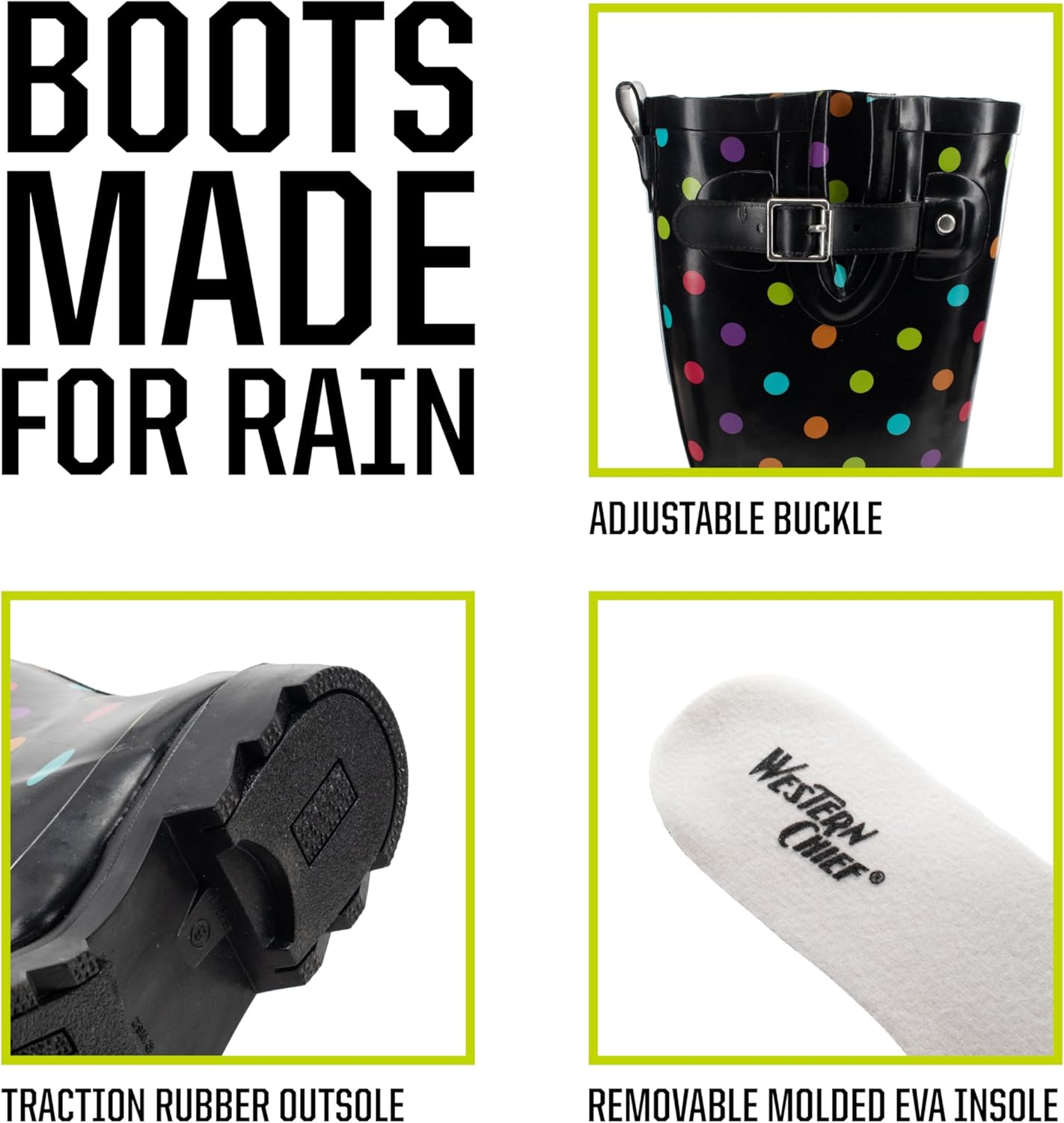 Western Chief Women's Tall Waterproof Rain Boot Outdoor Garden Shoes