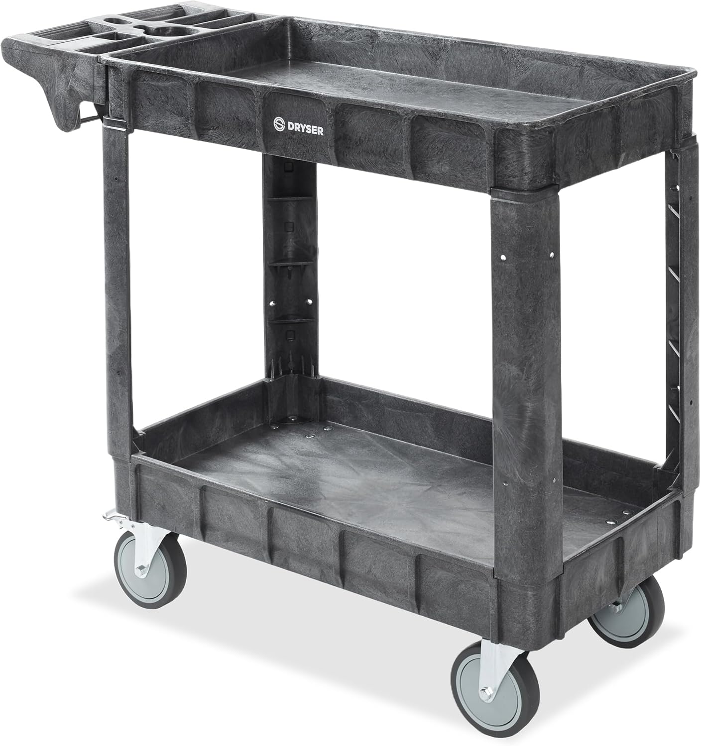 Dryser Utility Cart with Wheels, 40" x 17" Heavy Duty 550 lb. Capacity with Shelves - 2 Tier Rolling Cart with Four 5" Swivel Casters for Warehouse, Garage, Cleaning