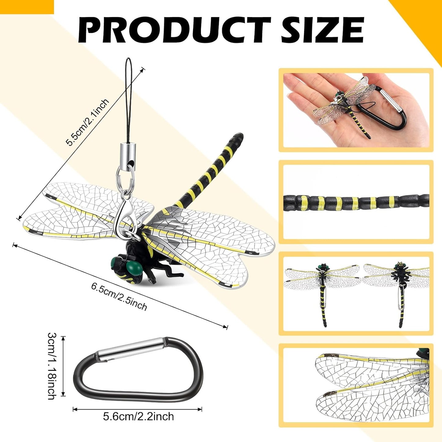 Qualirey 4pcs Dragonfly Hat Clip 2.2inch Realistic Dragonfly Clip with Hook Attach to Backpack Hat Keychain for Indoor Yard Garden Plant Decor