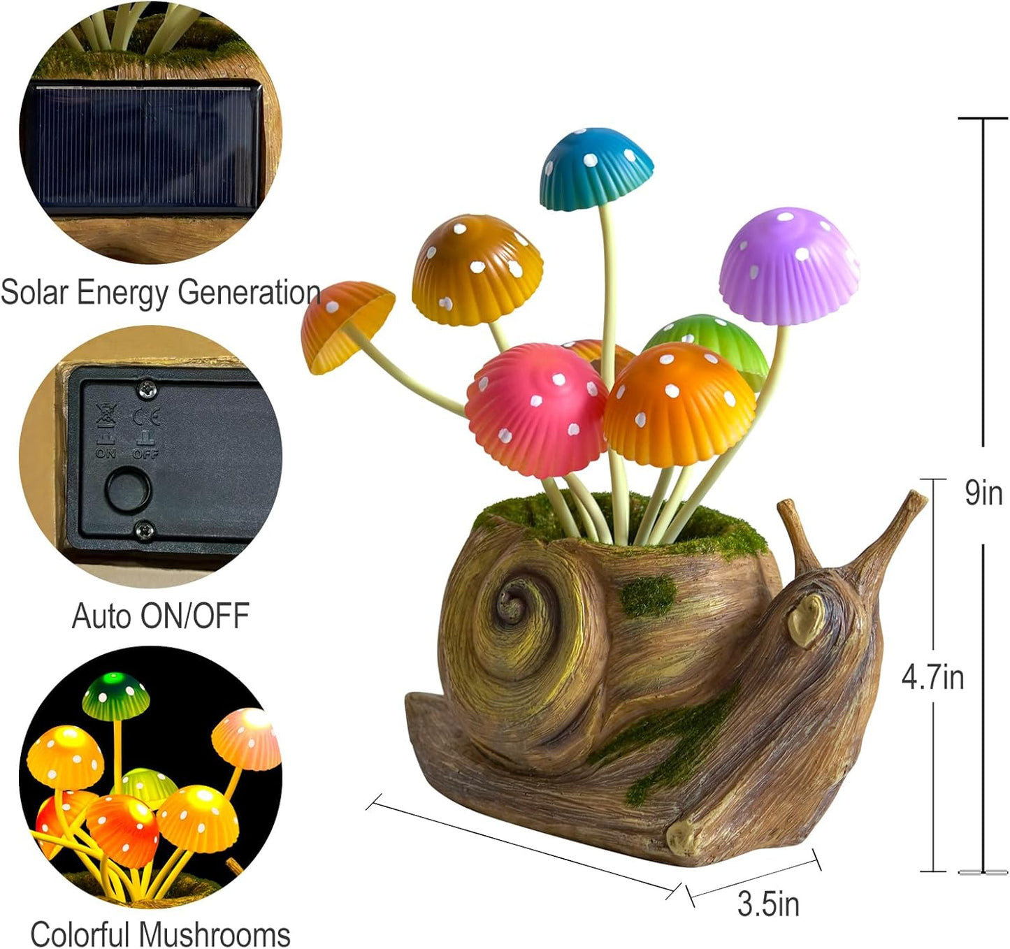 Solar Lights Outdoor Fairy Garden Accessories, Snail Statues Garden Decor for Outside, Gifts for Mother's Day Yard Decorations Patio Lawn Porch Balcony, Unique Housewarming Gifts for Women Mom Grandma