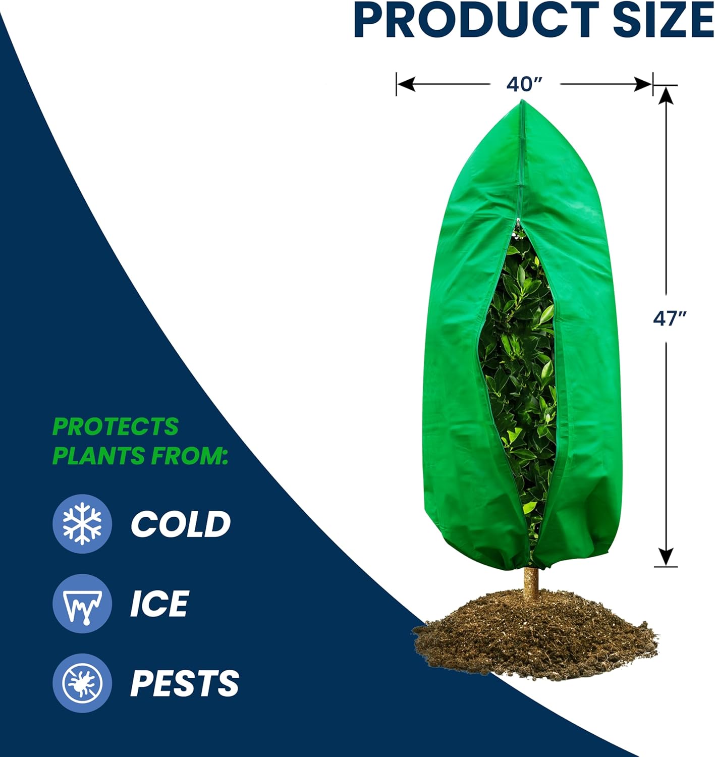SCRUBIT Plant Covers Freeze Protection, 40" W x 47" H Frost Cloths for Outdoor Plants & Fruit Trees with Zipper and Drawstring, Thick Winter Plant Covers - 4 Pack Shrubs Frost Blankets