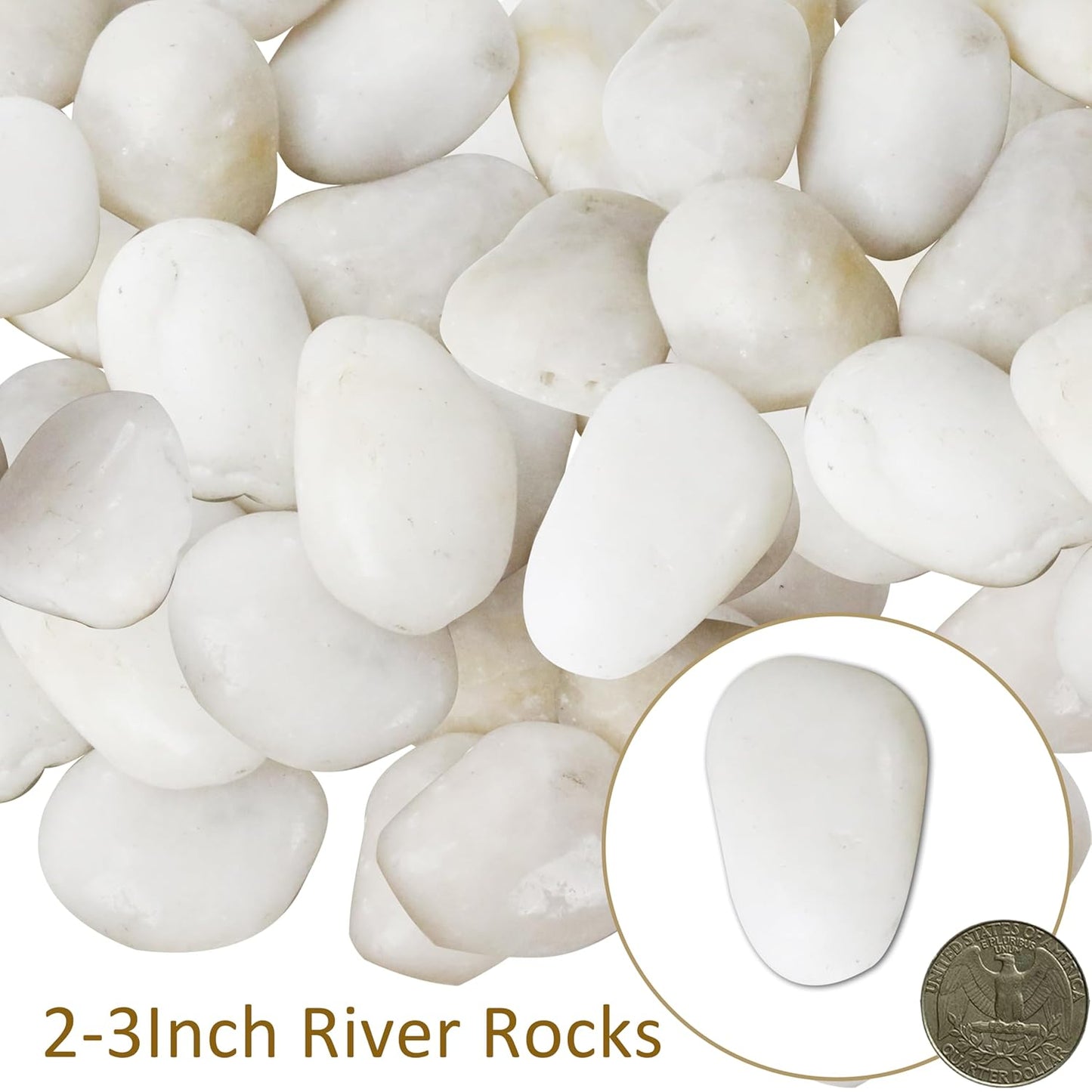 Sunnyglade 18 LBS White River Rocks, 2-3 Inch Natural Pebbles for Indoor Plants, High Polished Decorative Stones Vase Filler Fish Tank Aquariums Landscaping Garden Outdoor and Indoor DIY (18 Pounds)