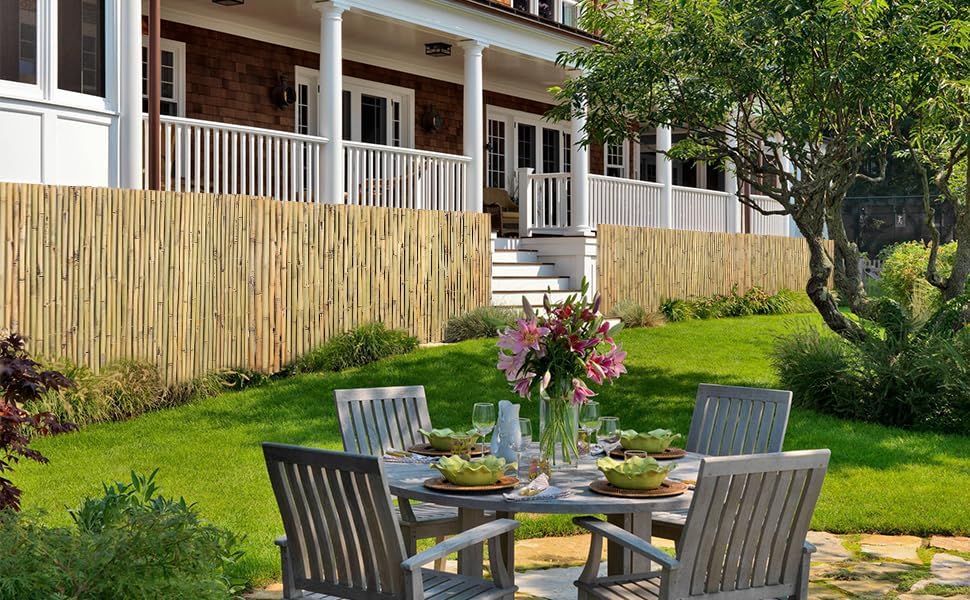 Natural Bamboo Fence, 6 feet x 8 feet Bamboo Fencing Screen for Garden, Rolled Privacy Fence Screen for Indoor or Outdoor (1.8m x 2.4m Approx)