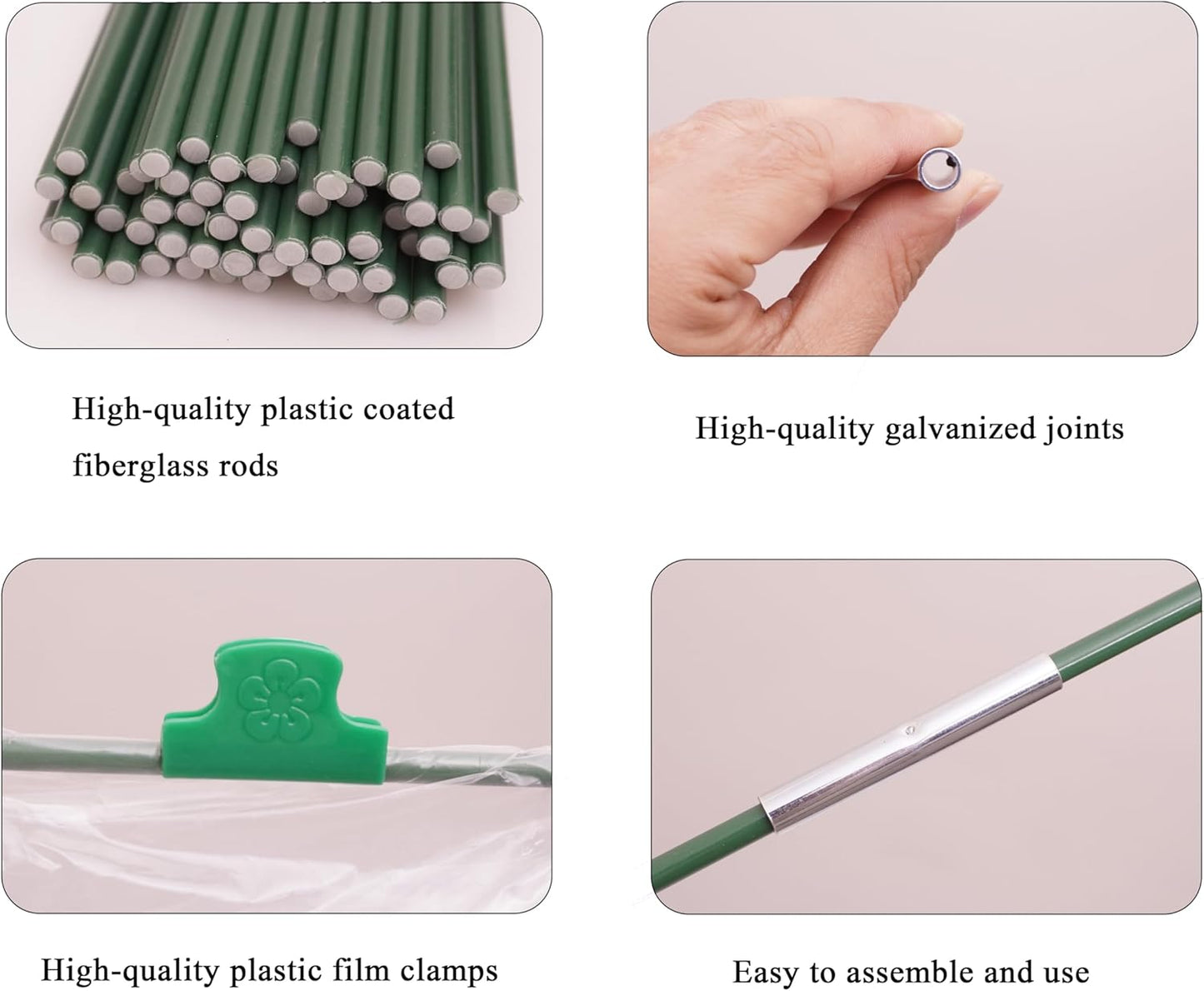 Garden Hoops for Raised Beds 60Pcs Greenhouse Hoops 10 Sets of 8.5FT Long Greenhouse Hoops Grow Tunnel Fiberglass Support Hoops Frame with 40Pcs Clips, Plant DIY Support Hoops for Outdoor Plant