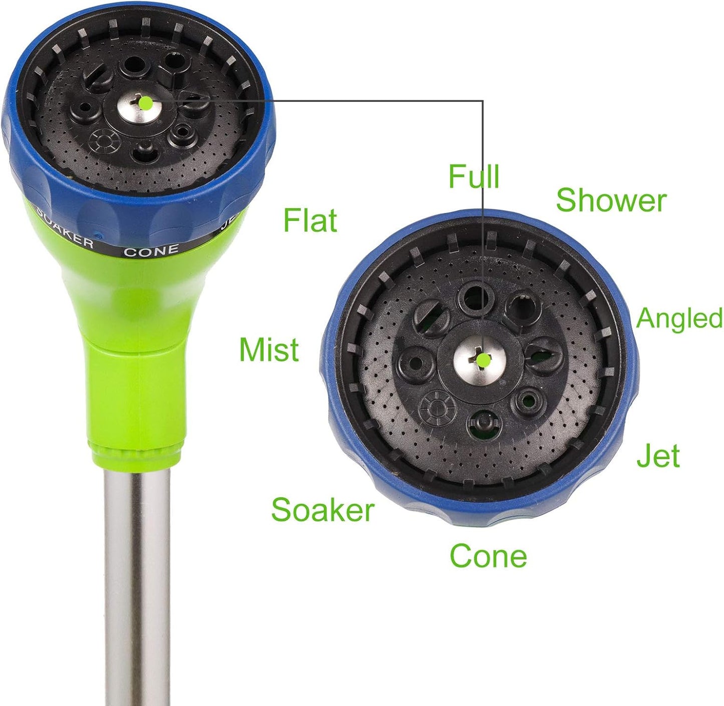 GREEN MOUNT Watering Wand, 16 Inches Sprayer Wand with 8 Watering Patterns for Lawn and Garden Use