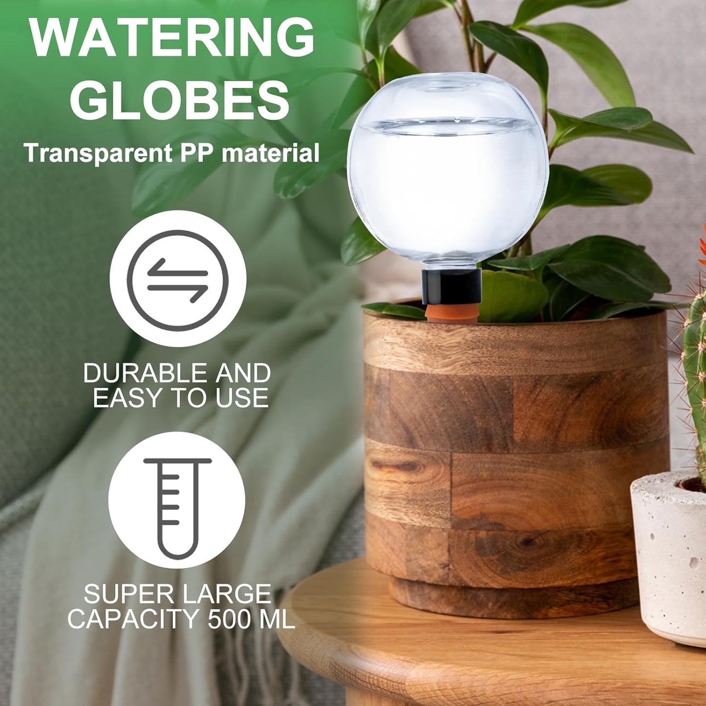 4 Pack Plant Watering Globes 17oz Self Watering Planter Insert Indoor/Outdoor Plant Watering Devices for Automatic Drip Irrigation