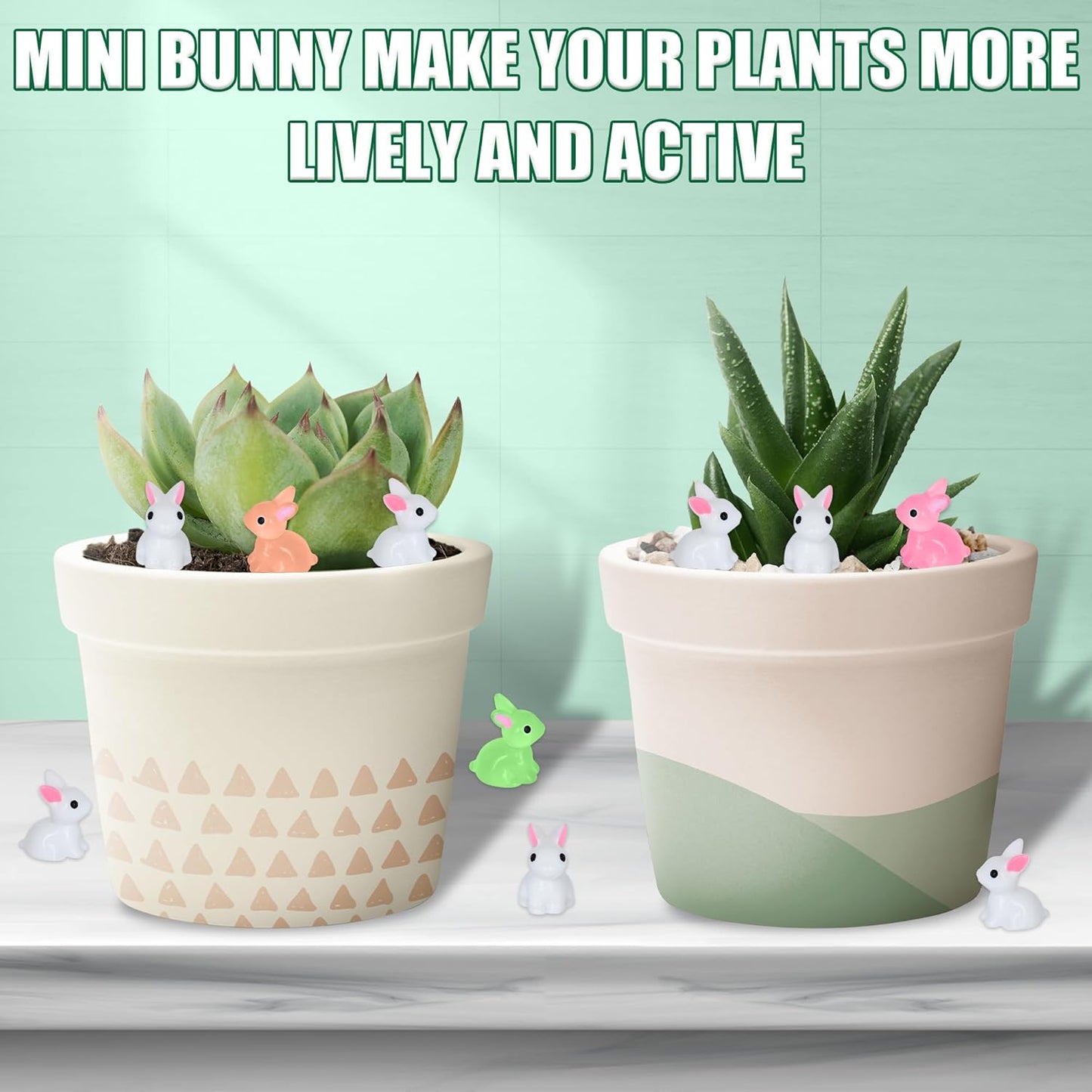 50 PCS Mini Bunny Easter Tiny Plastic Rabbits Miniature Resin Bunny Figurines for Fairy Garden Miniature Moss Landscape Decoration