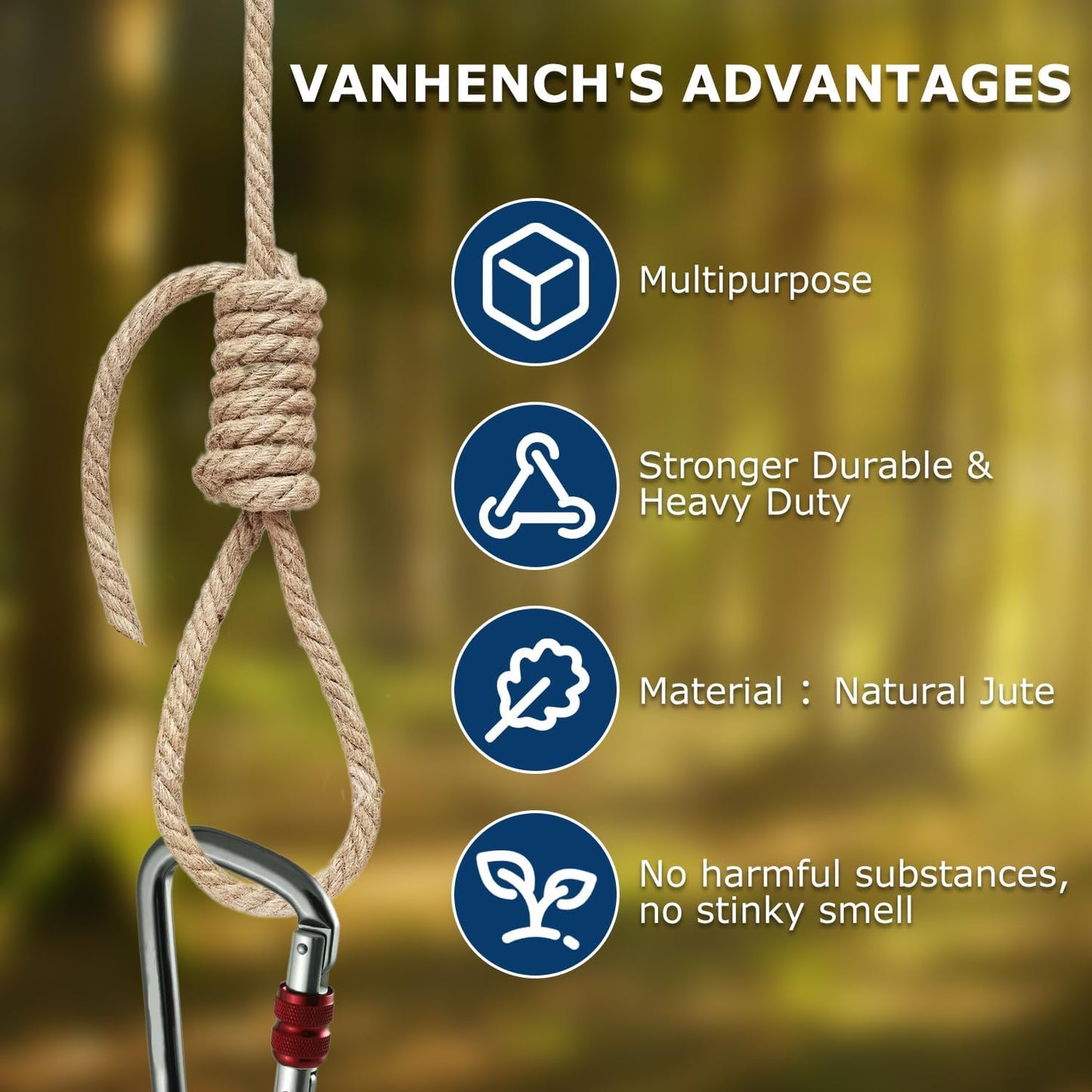 Vanhench Jute Rope 5MM (1/5 inch) 100 ft 6Ply Twisted Heavy Duty and Thick Twine Rope Bulk for Crafts Projects Cat Scratcher Post Tree Gift Wrapping Arts & Crafts Home Decoration Packing Christmas