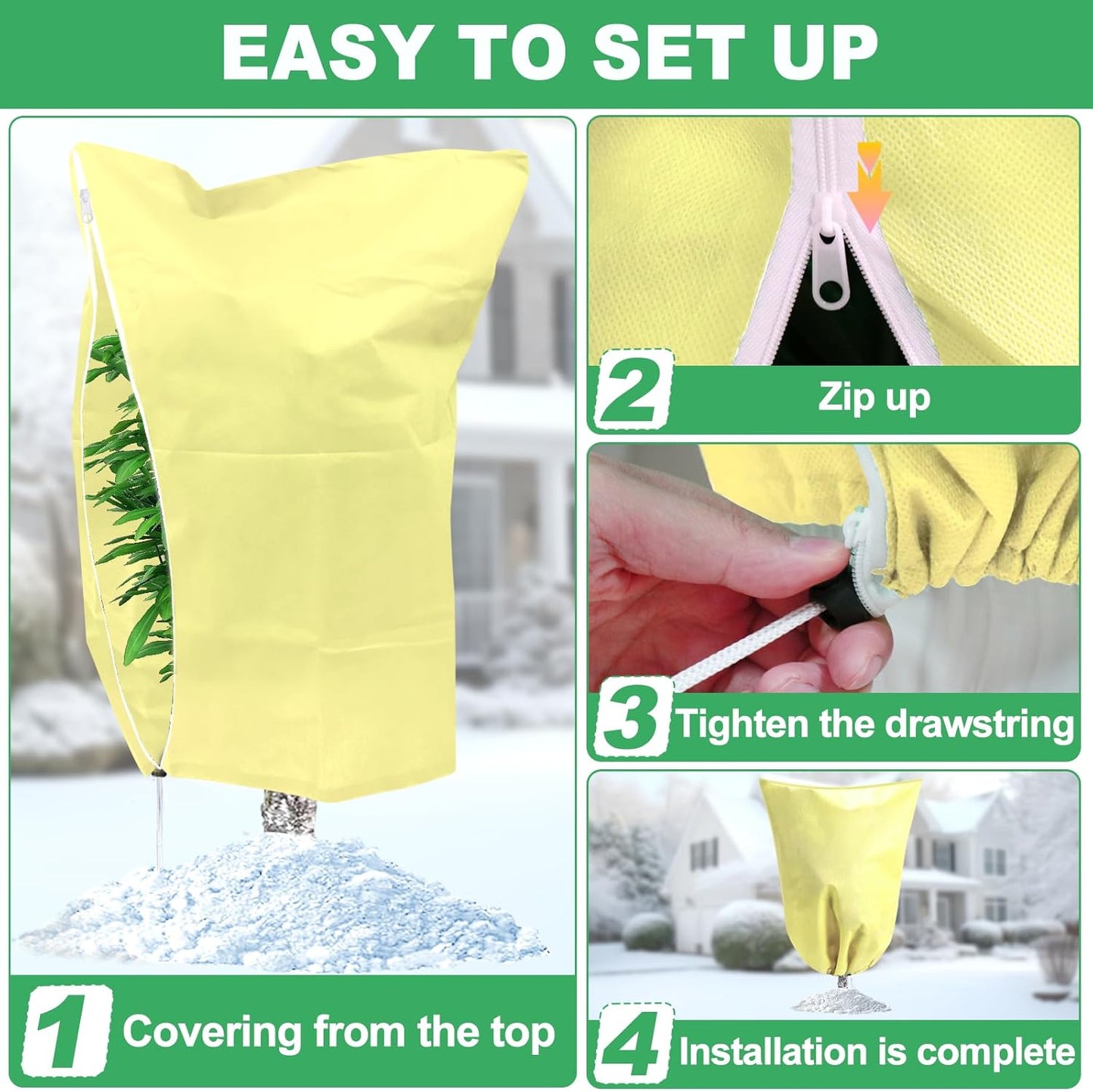 Winter Tree Covers Freeze Protection, 2 Pack 70.8" X 82.6" Plant Covers for Winter Cold Weather Frost Cloths for Outdoor Plants Fruit Tree with Zipper Drawstring, Shrubs Trees Jacket Covers