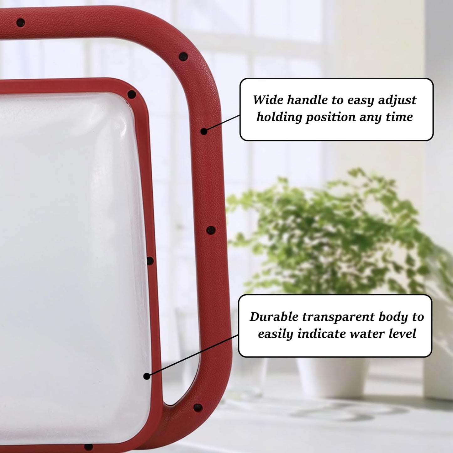 Foldable Transparent Plastic Watering Can 1.6Gal with Spray and Pour Nozzle for Indoor Outdoor Plants,Maroon