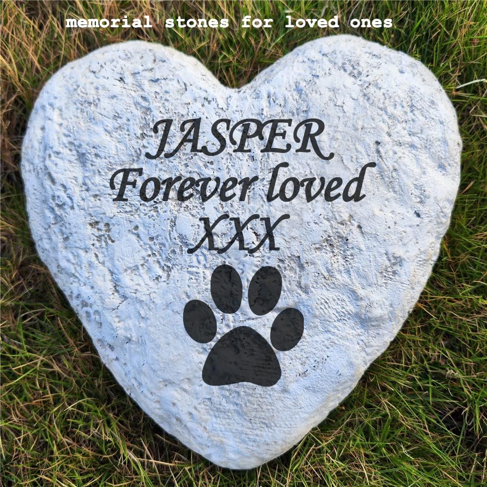 Personalized Decorative Garden Stones Engraved with Any Message and Pattern, Heart Shaped Grave Memorial Rocks Welcome Stones for Garden Gifts Memorial Gifts, 8.6" x 8.6"