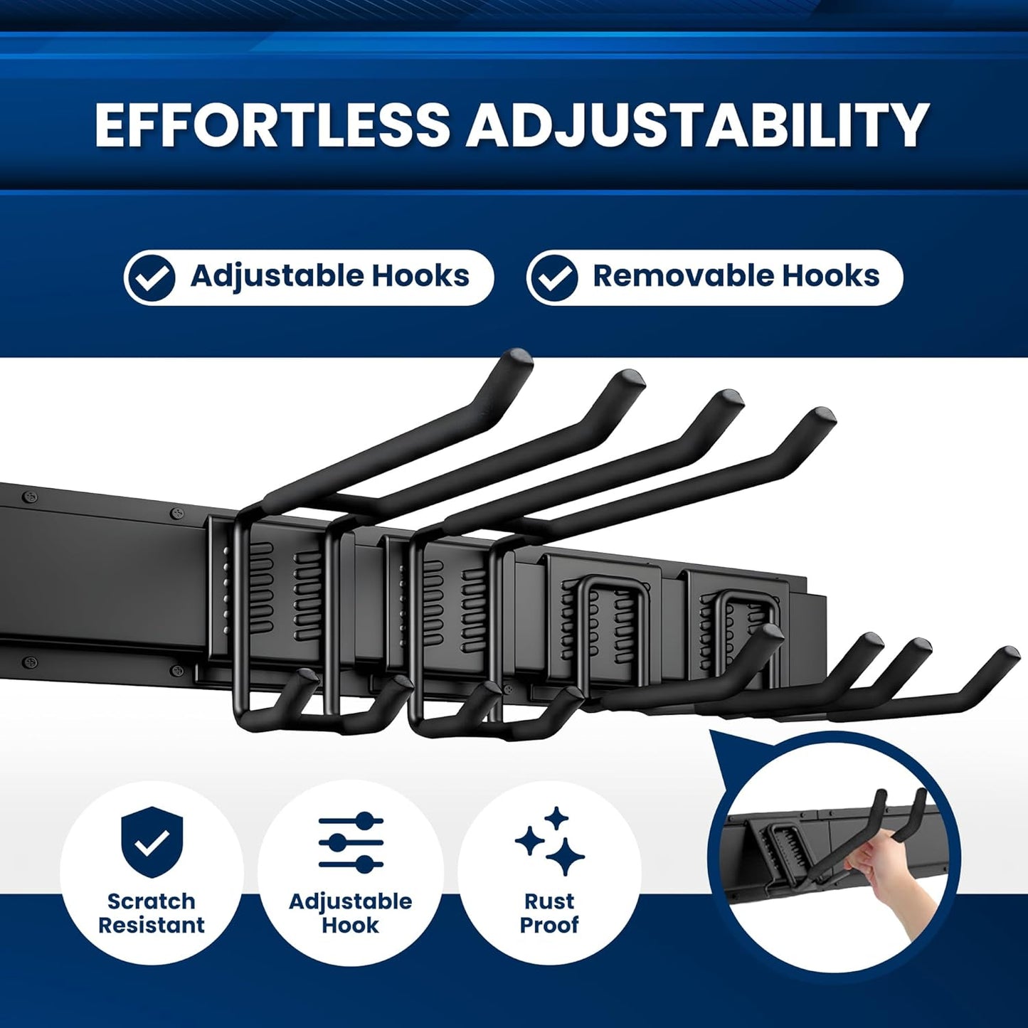 Garage Storage, Garage Organization, Garage Tool Organizer Wall Mount, Garden Tool Organization and Storage 32.1 Inches, Max 300lbs Adjustable Metal Hooks, Hangers Garden Yard Tool Rack,