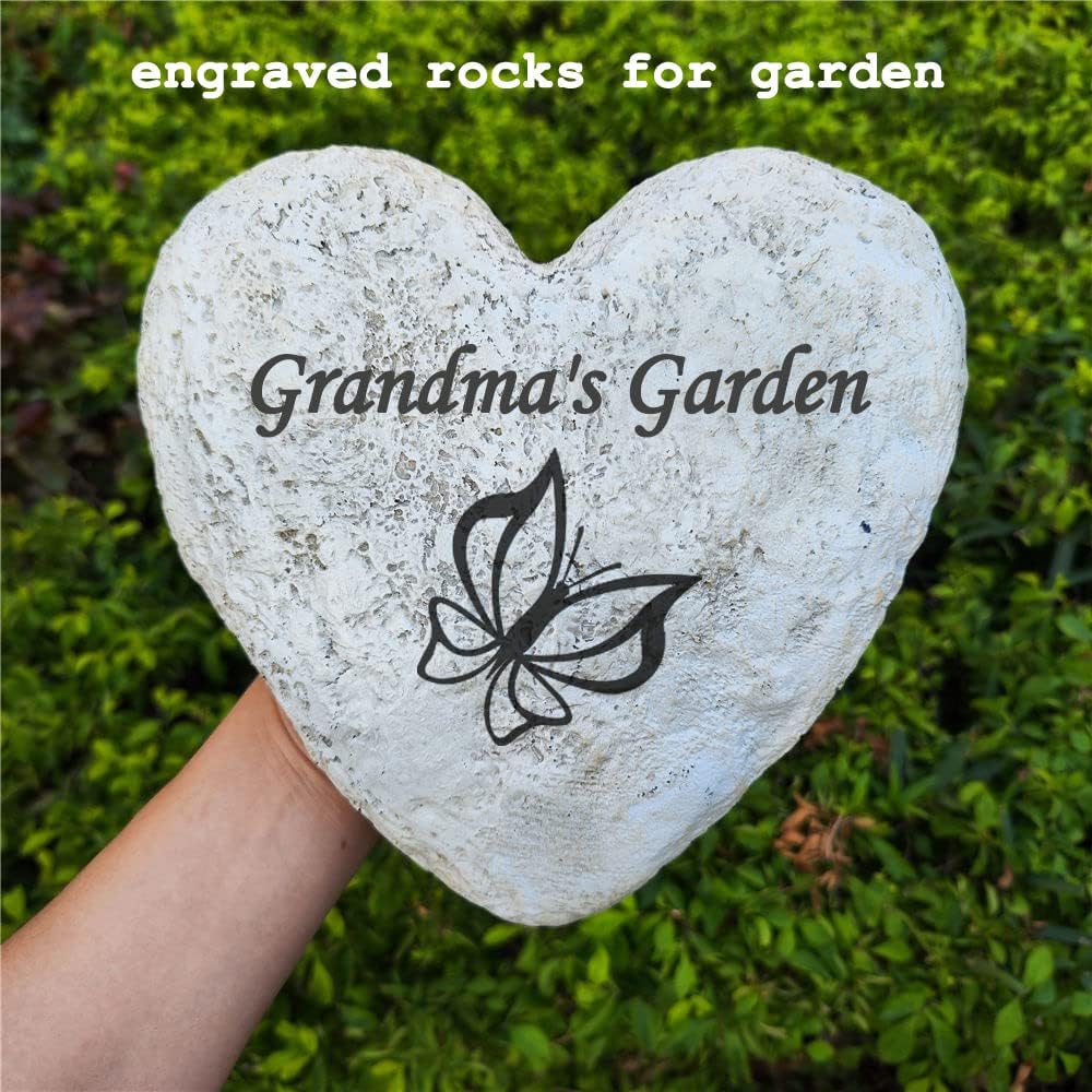 Personalized Decorative Garden Stones Engraved with Any Message and Pattern, Heart Shaped Grave Memorial Rocks Welcome Stones for Garden Gifts Memorial Gifts, 8.6" x 8.6"
