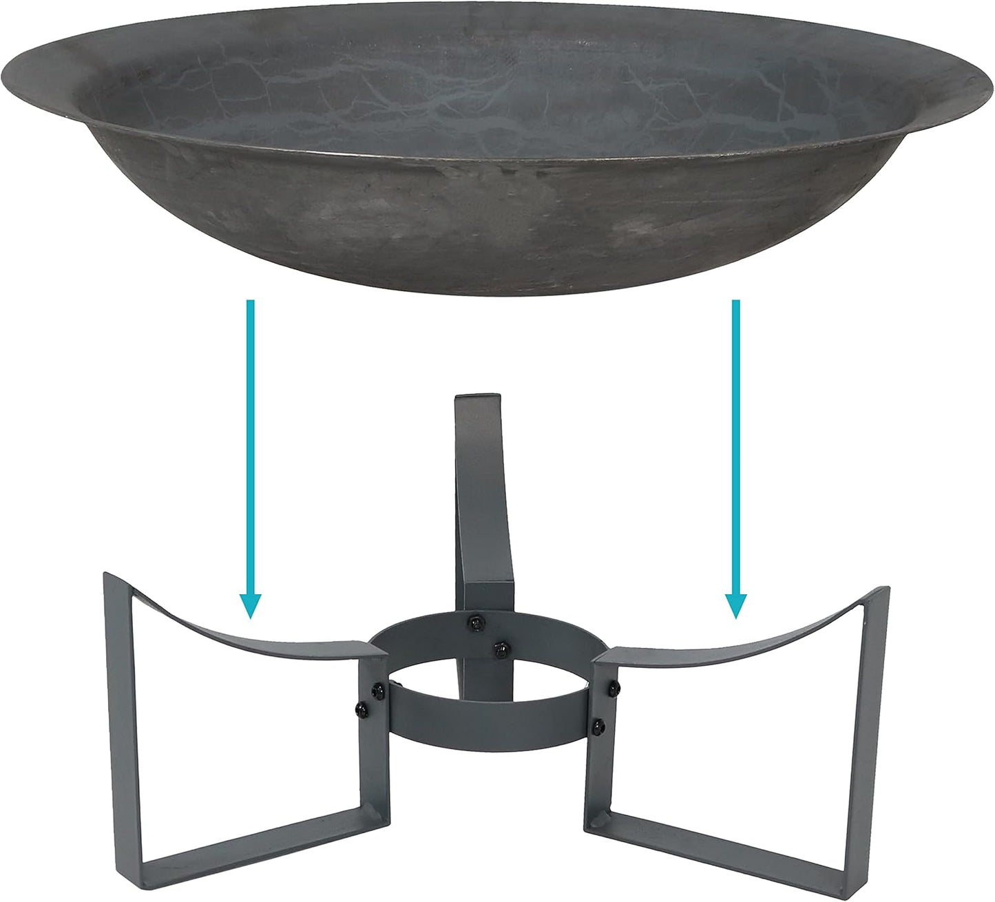 Sunnydaze 24-Inch Cast Iron Modern Fire Pit Bowl with Stand - Lightweight and Portable Design