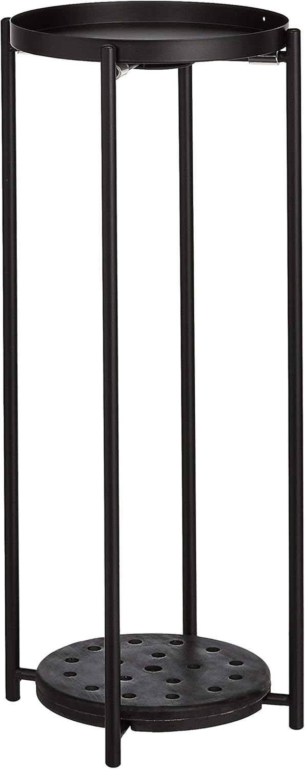 Amazon Basics Two-Tier Metal Metal Round Plant Stand, Black