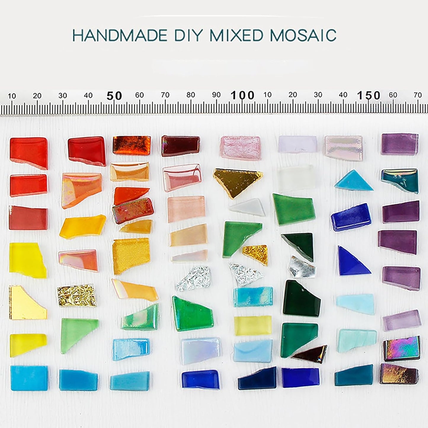 Gold Mixed Irregular Mosaic Glass Mosaic Tiles Pieces, 300g Mosaic DIY Set Adult Mosaic Set, Mosaic Craft Supplies Mosaic Making Supplies