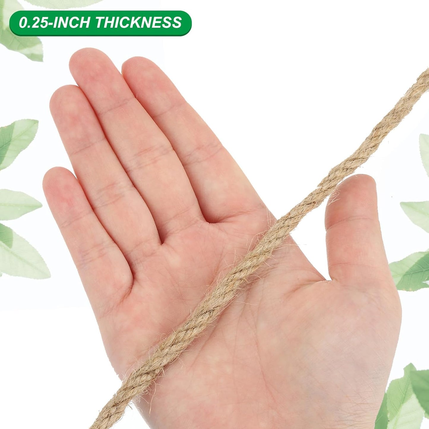 PATIKIL 1/4" x 100 Ft Twisted Manila Rope Jute Rope Natural Thick Jute Rope Twine Burlap Rope for Docks Railings Bundling Craft Tug of War Decorating