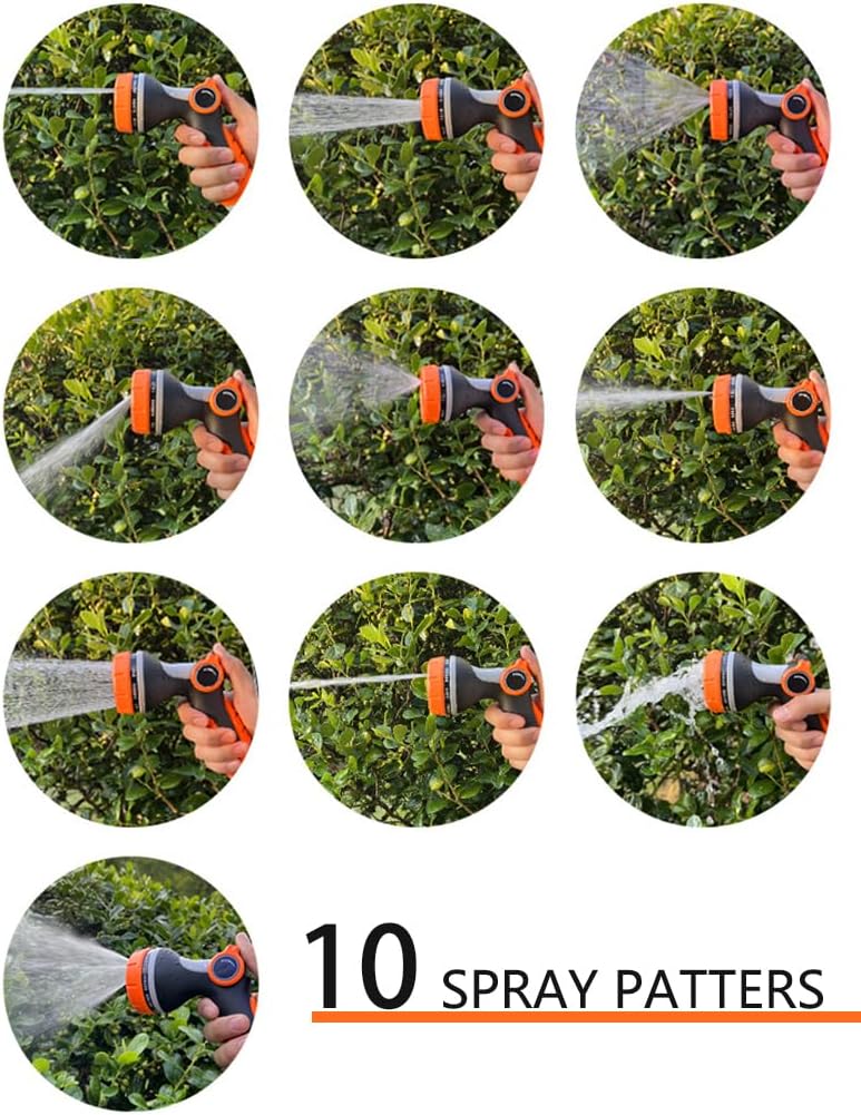 Garden Hose Nozzle Sprayer with 10 Spray Patterns & Thumb Control Valve - Ideal for Pet Showering, Garden Watering, Cleaning, Car Washing & Lawn Greening