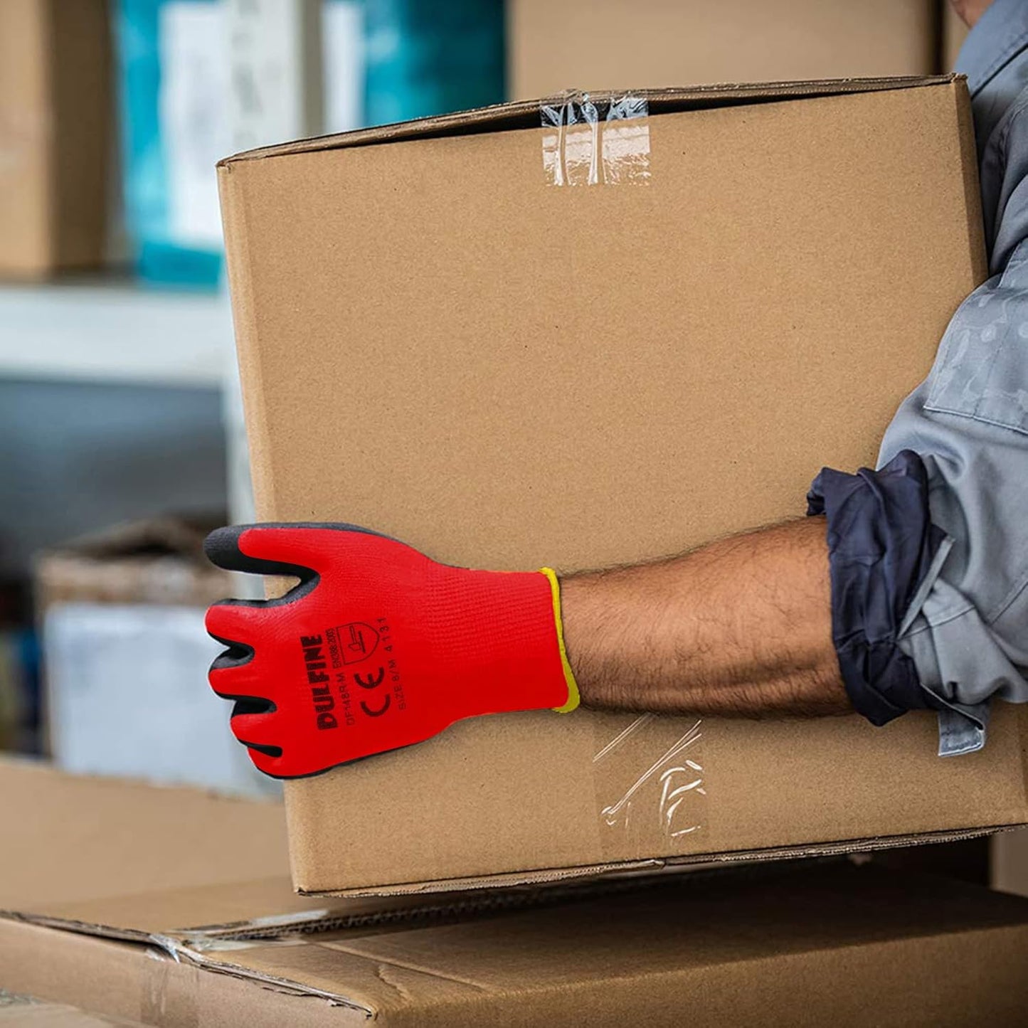 DULFINE Safety Work Gloves PU Coated-12 Pairs,Red Seamless Knit Glove with Polyurethane Coated Smooth Grip on Palm & Fingers, for Men and Women, Ideal for General Duty Work (XX-Large)