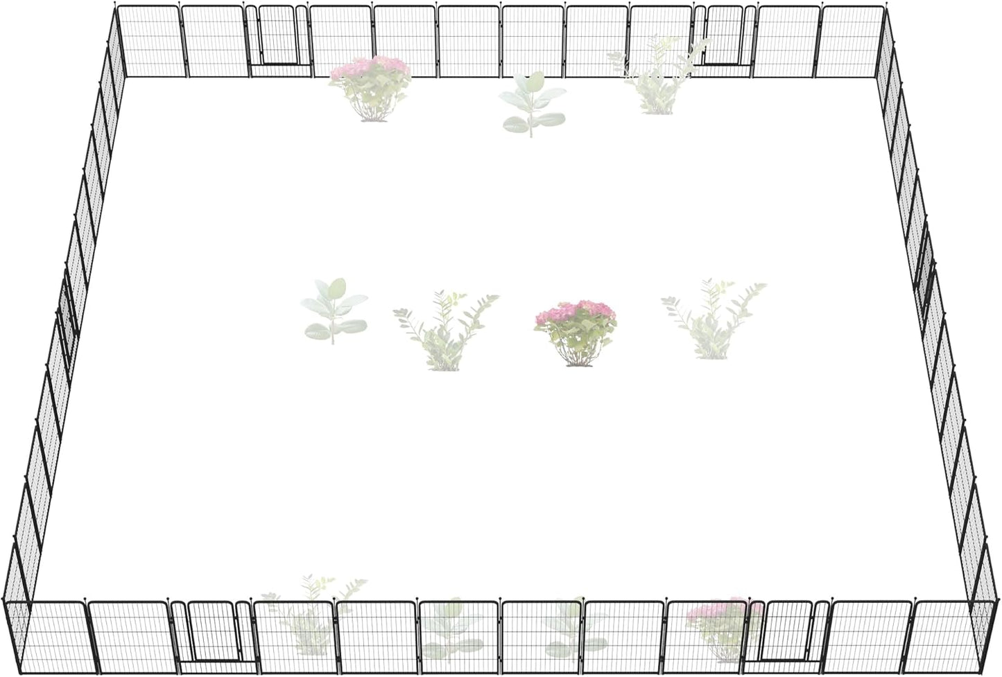 FXW Garden Fence Outdoor for The Yard – 40in(H) x 109.4ft(L) Heavy Duty Metal Animal Barrier for Dog and Rabbit, Decorative Dog Fence, 48 Panels, Black